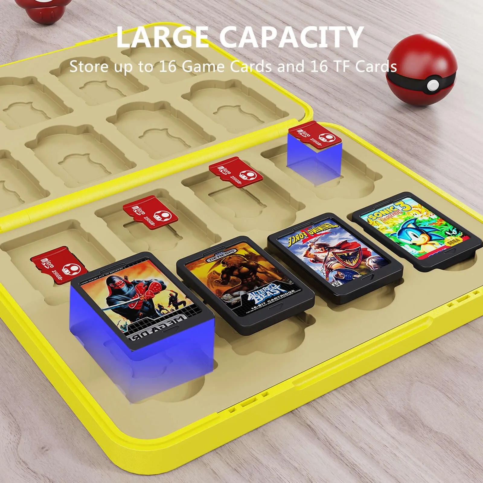 Custodia per Schede di Gioco Magnetiche per Nintendo Switch,Switch Lite & Switch OLED con 16 Slot per Schede di Gioco e 16 Slot per Schede Micro SD,Organizer di Gioco Antiurto Resistente All'acqua (D) - immagine 2