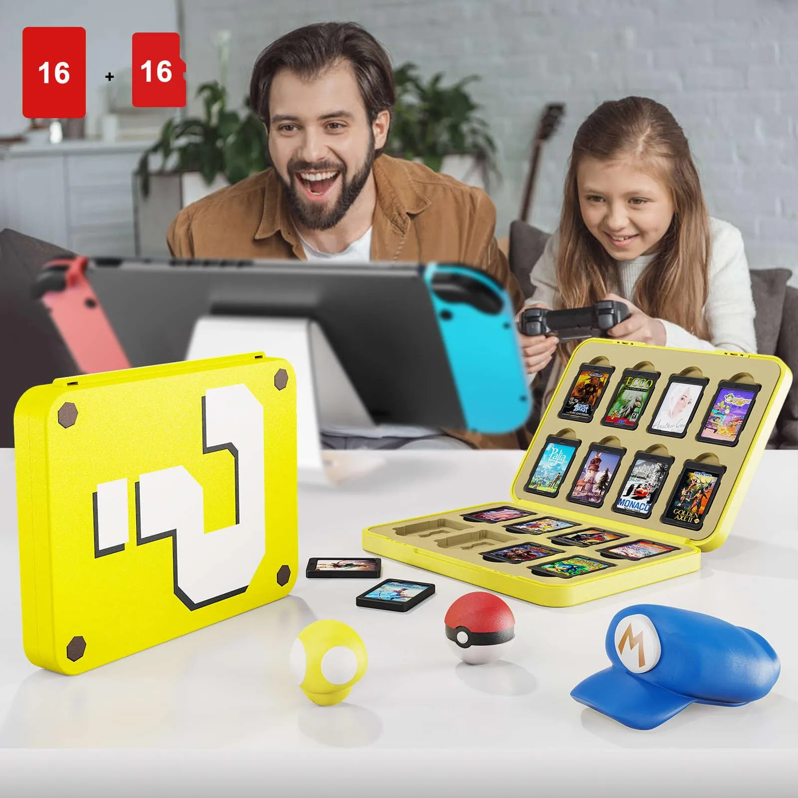 Custodia per Schede di Gioco Magnetiche per Nintendo Switch,Switch Lite & Switch OLED con 16 Slot per Schede di Gioco e 16 Slot per Schede Micro SD,Organizer di Gioco Antiurto Resistente All'acqua (D) - immagine 6