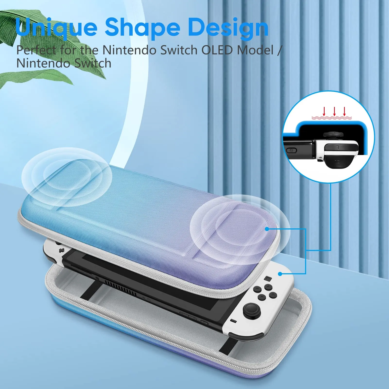 FINTIE Custodia da trasporto per Nintendo Switch OLED modello 2021/Switch 2017 - [antiurto] Custodia protettiva rigida da viaggio con 10 slot per schede di gioco per console Switch Joy-Con e - immagine 6
