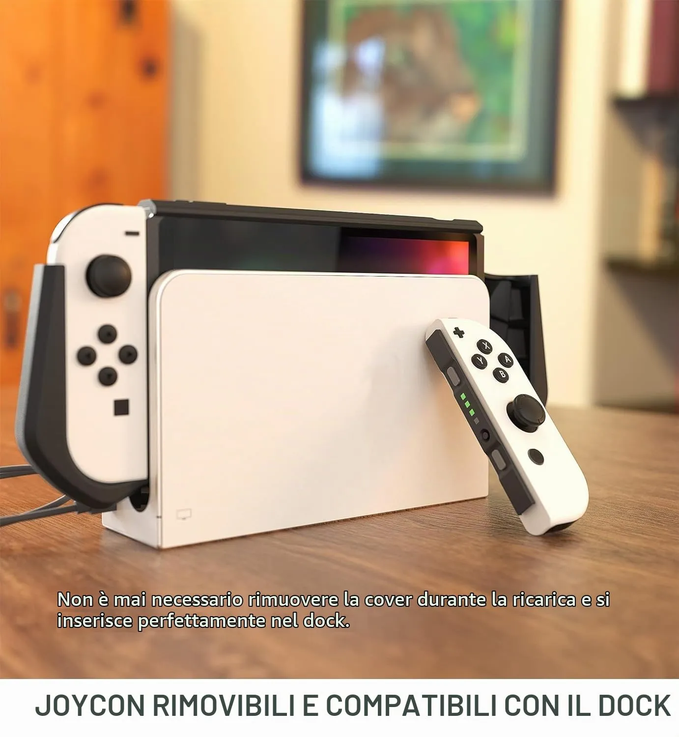 mumba Custodia Dockable per Nintendo Switch OLED 2021, [Blade Serie] Accessori Cover Protettiva Grip TPU Compatibile con Joy-Con Controller (Nero) - immagine 3