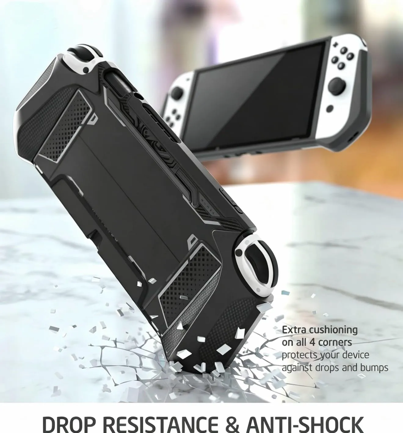 mumba Custodia Dockable per Nintendo Switch OLED 2021, [Blade Serie] Accessori Cover Protettiva Grip TPU Compatibile con Joy-Con Controller (Nero) - immagine 5