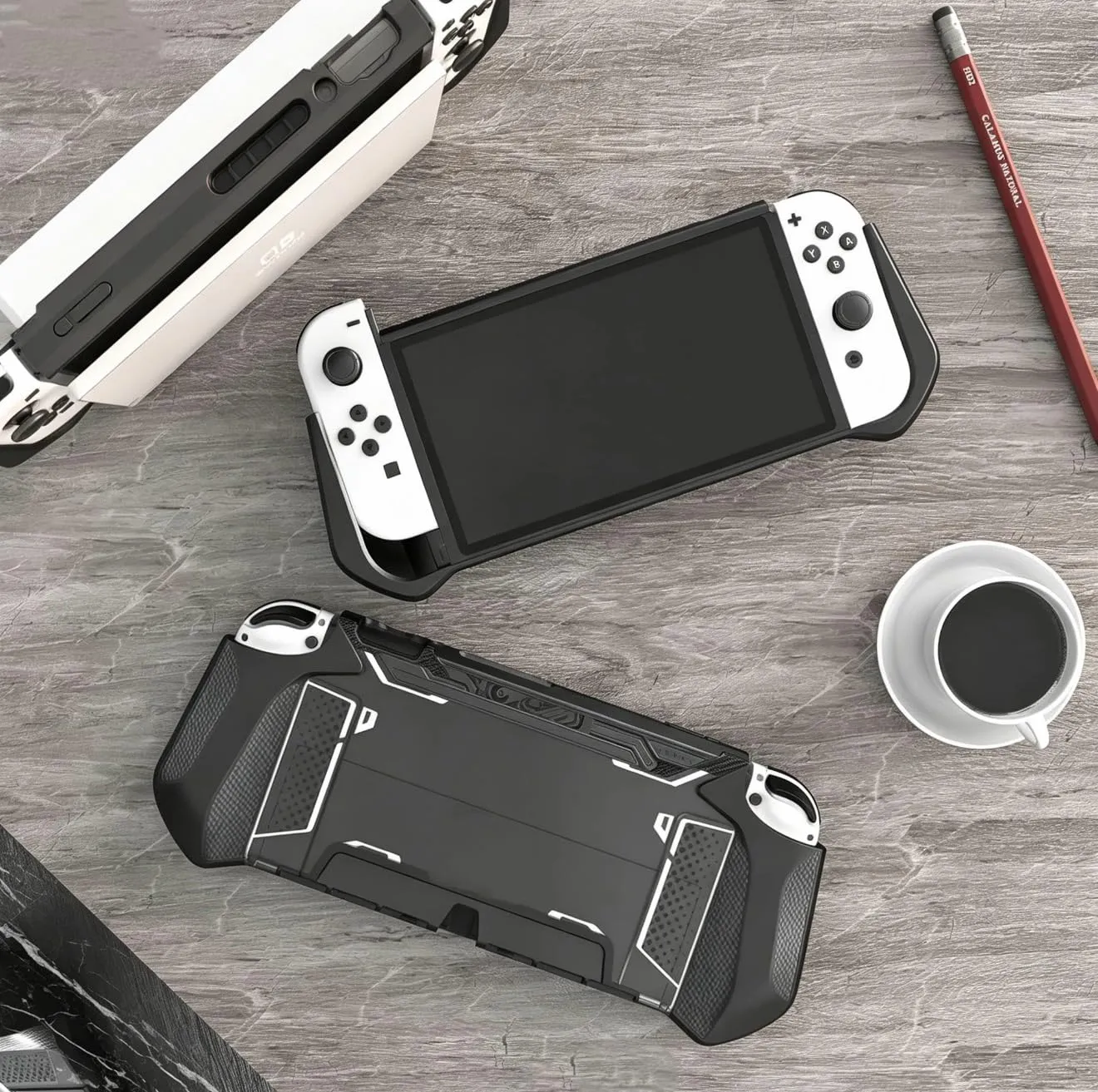 mumba Custodia Dockable per Nintendo Switch OLED 2021, [Blade Serie] Accessori Cover Protettiva Grip TPU Compatibile con Joy-Con Controller (Nero) - immagine 8