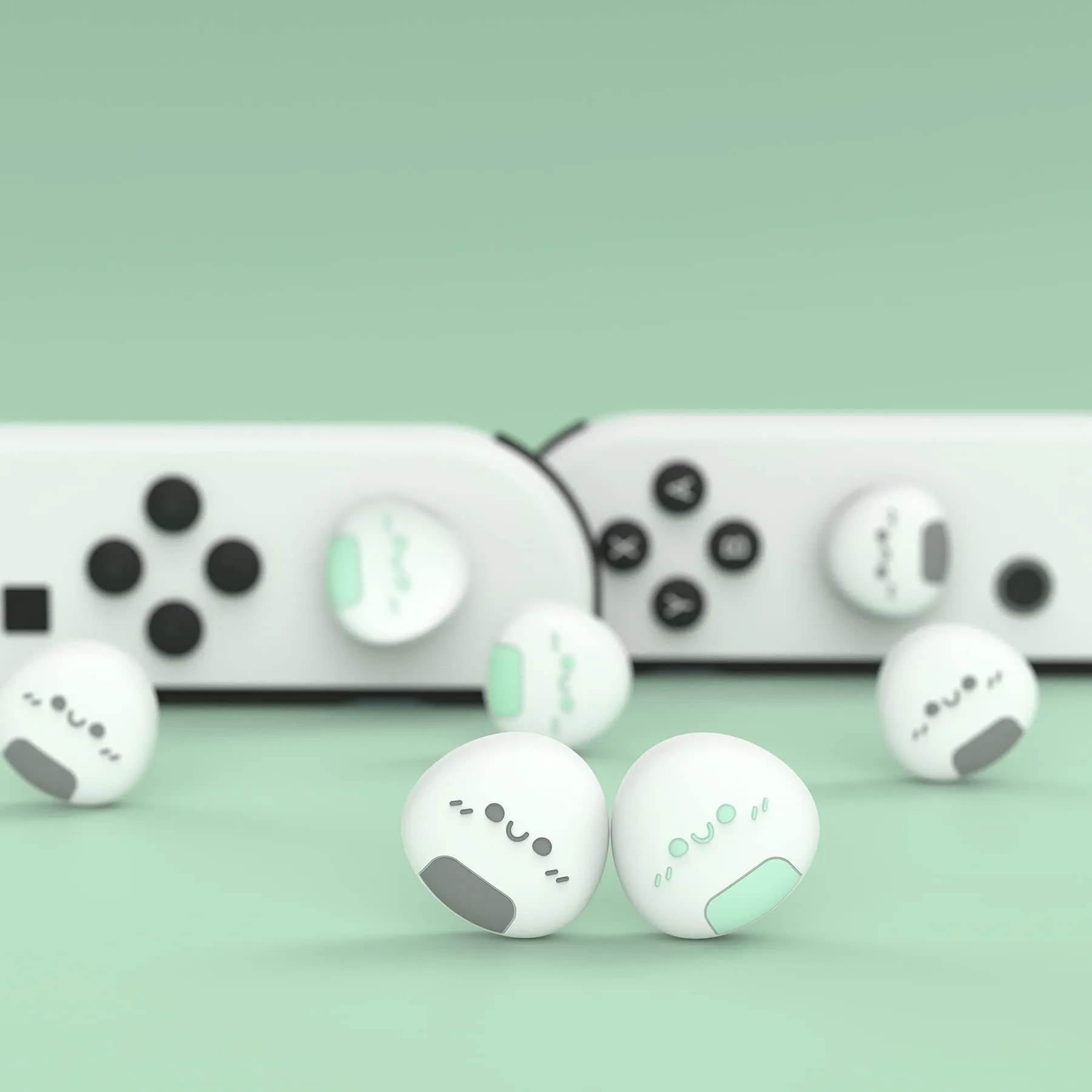 playvital Gommini per Nintendo Switch, Onigiri-Nero&Verde - immagine 4