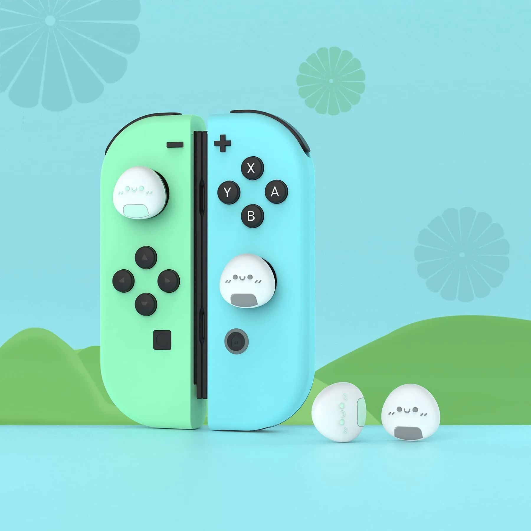 playvital Gommini per Nintendo Switch, Onigiri-Nero&Verde - immagine 5
