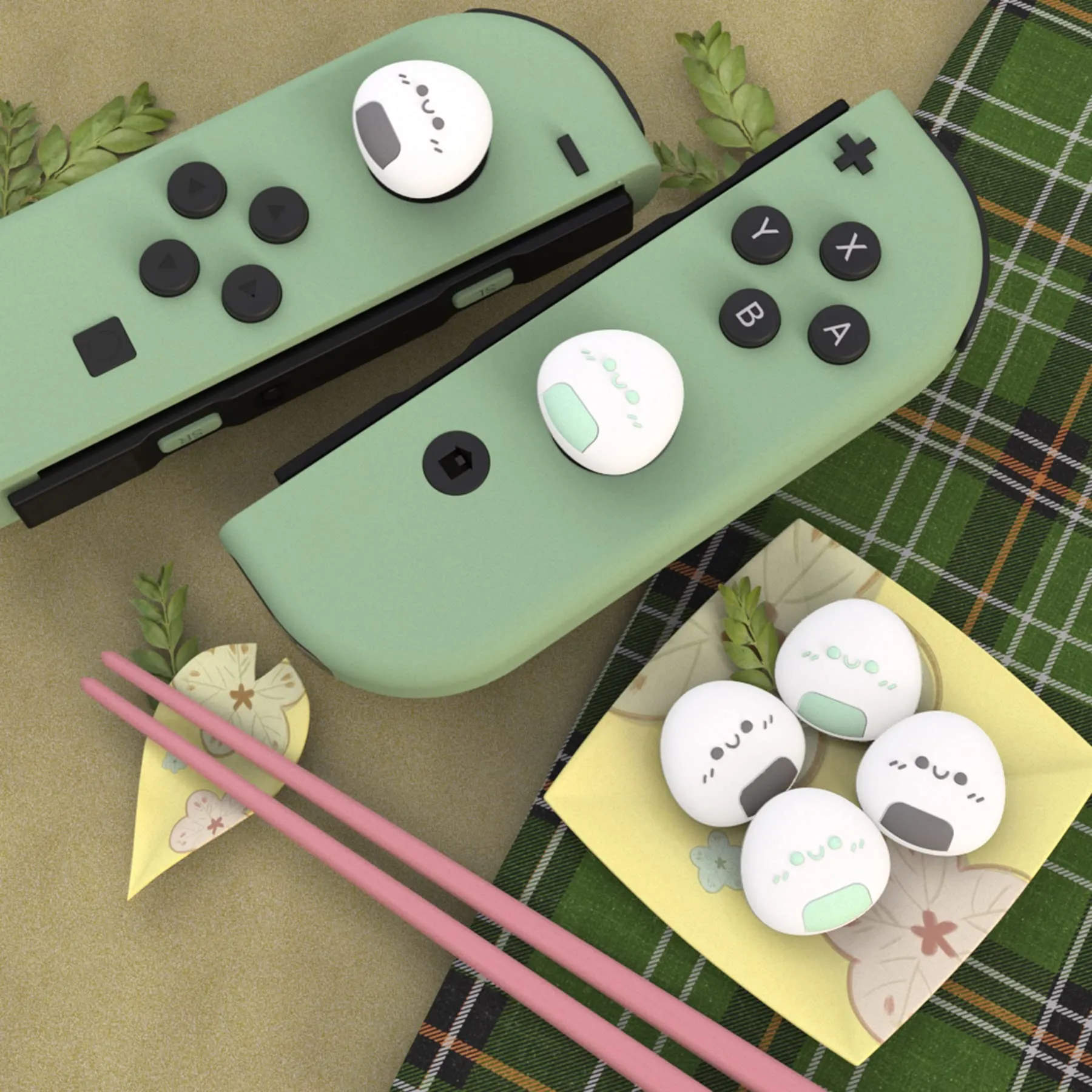 playvital Gommini per Nintendo Switch, Onigiri-Nero&Verde - immagine 6