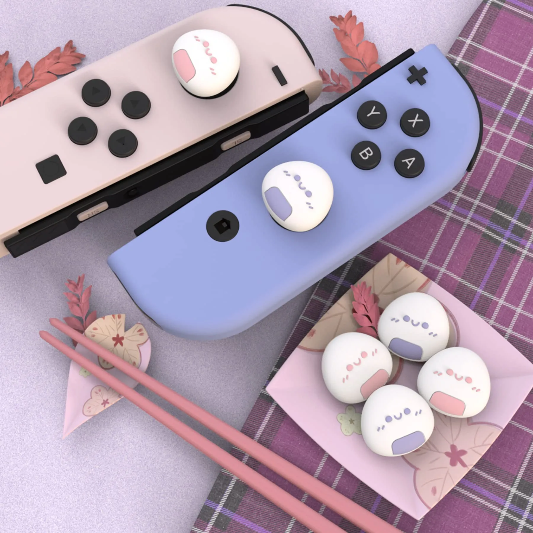 playvital Gommini per Nintendo Switch, Onigiri-Lilla&Rosa - immagine 6