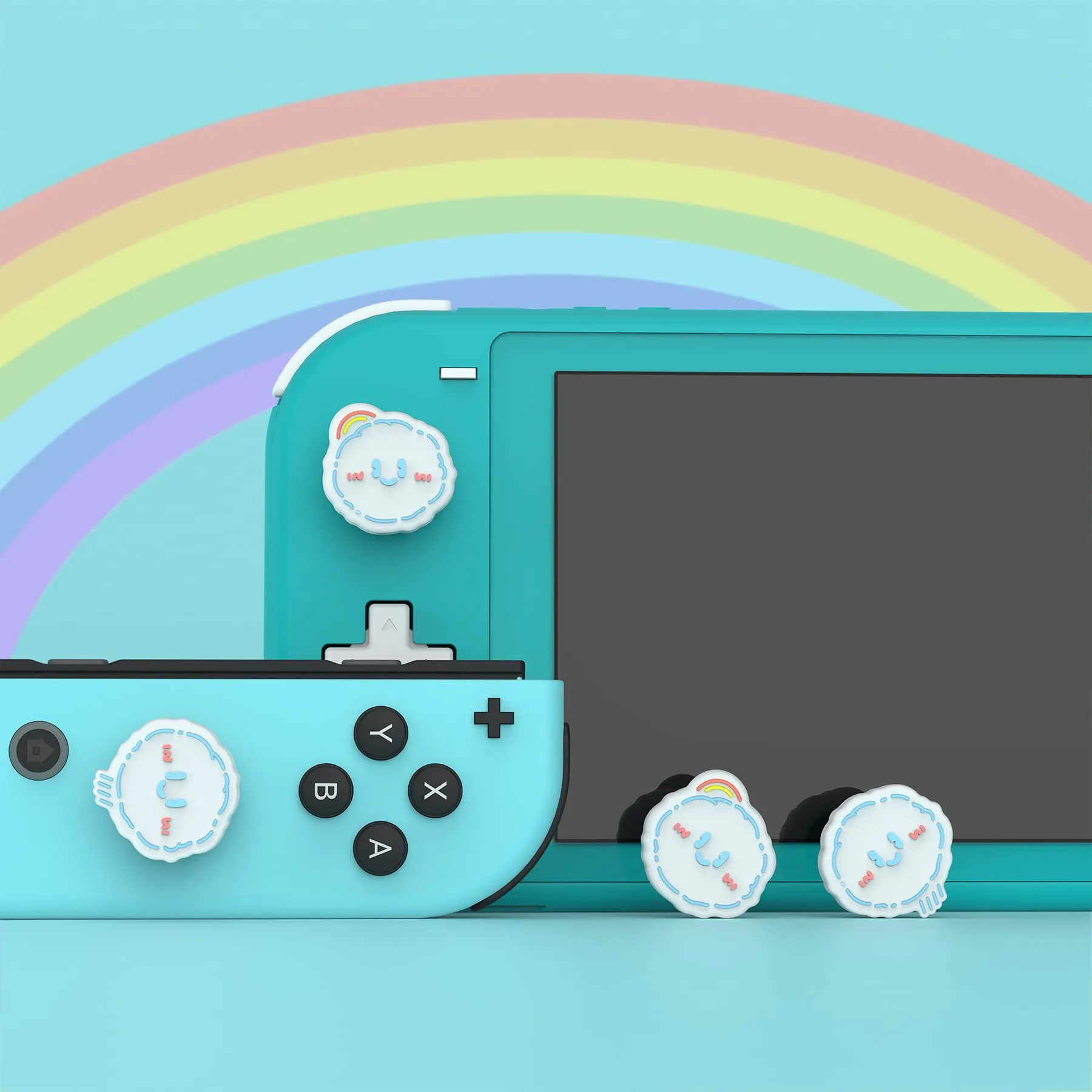 playvital Gommini per Nintendo Switch, Nuvole Arcobaleno&Nuvole Piovose - immagine 3