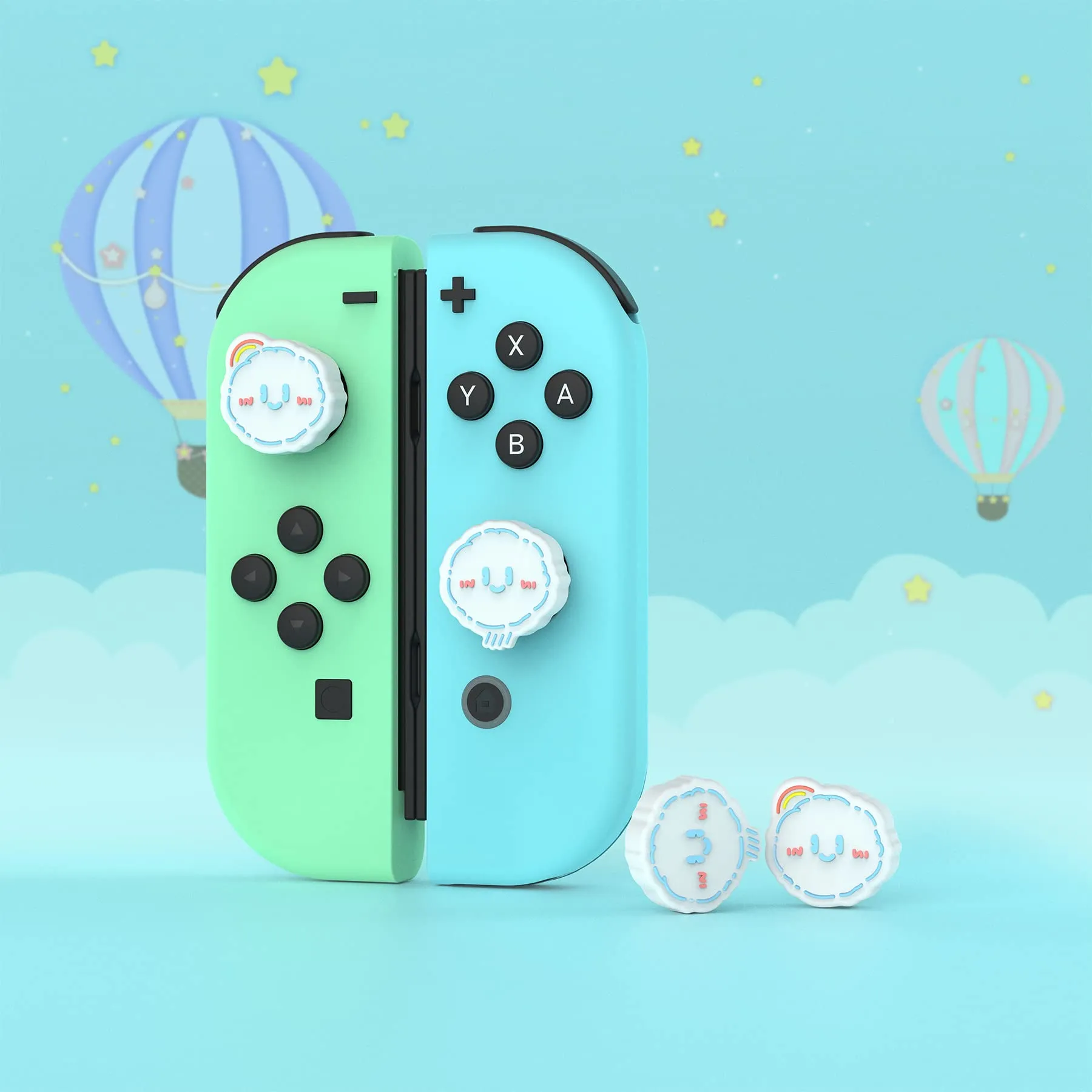 playvital Gommini per Nintendo Switch, Nuvole Arcobaleno&Nuvole Piovose - immagine 5