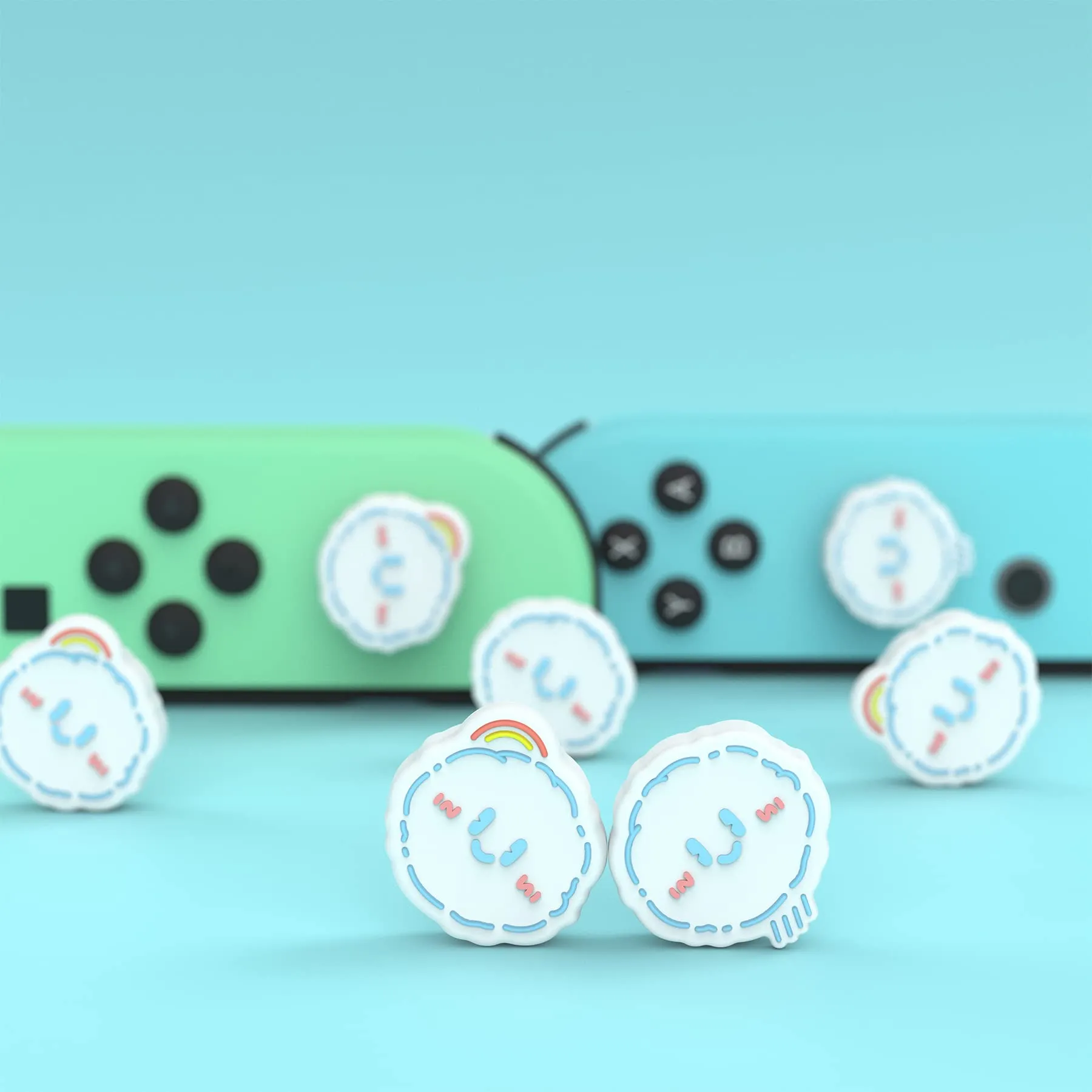 playvital Gommini per Nintendo Switch, Nuvole Arcobaleno&Nuvole Piovose - immagine 6