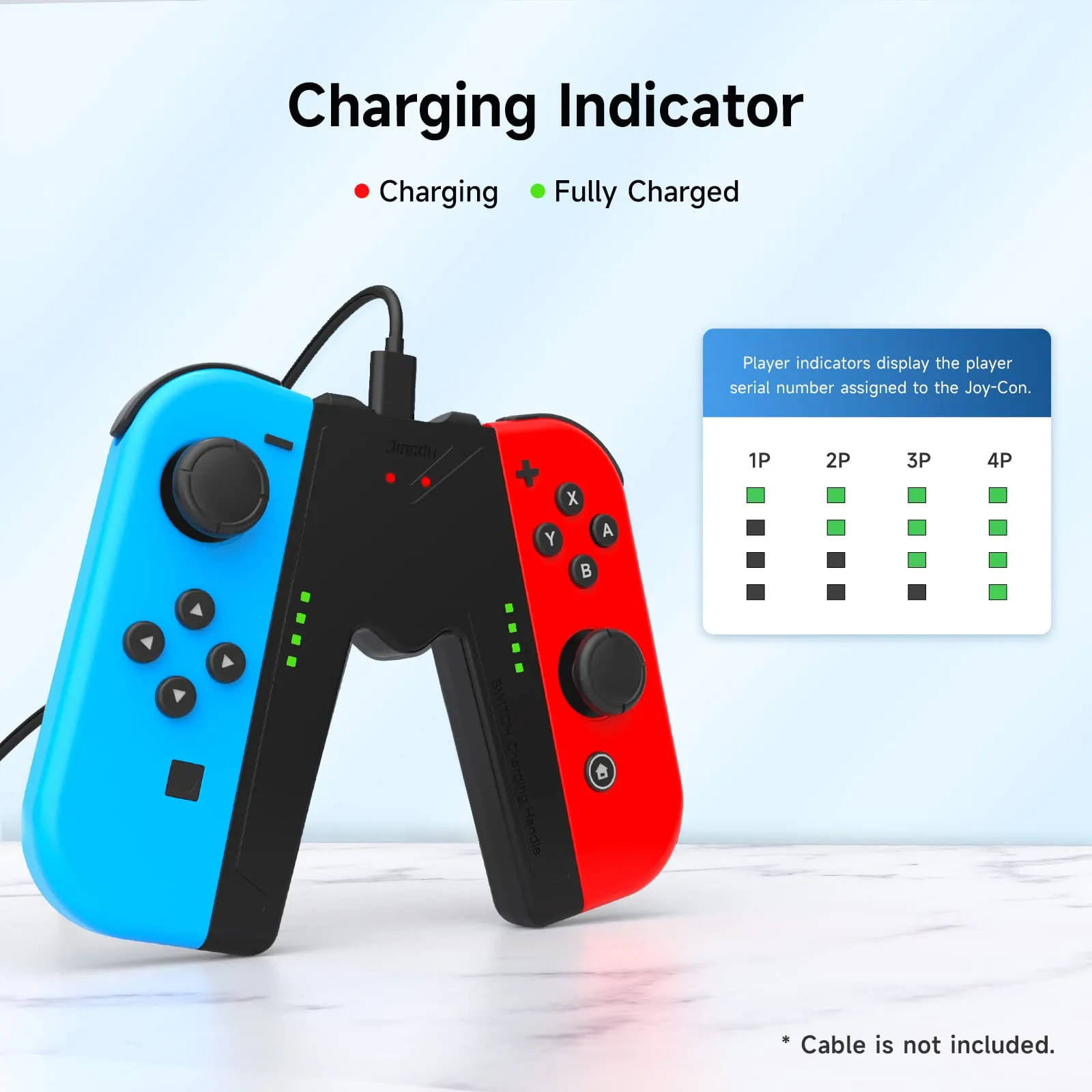 JINGDU Impugnatura di ricarica Joy-controller per NS/Switch OLED, Impugnatura Caricatore per Controller a Forma di V Accessori di Gioco per Joy-controller,USB di tipo C,Nero - immagine 4