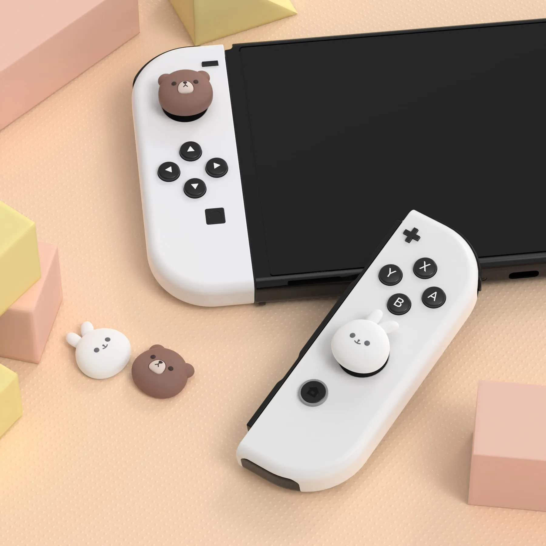 playvital Gommini per Nintendo Switch, Orso Paffuto&Coniglietto Sorridente - immagine 2