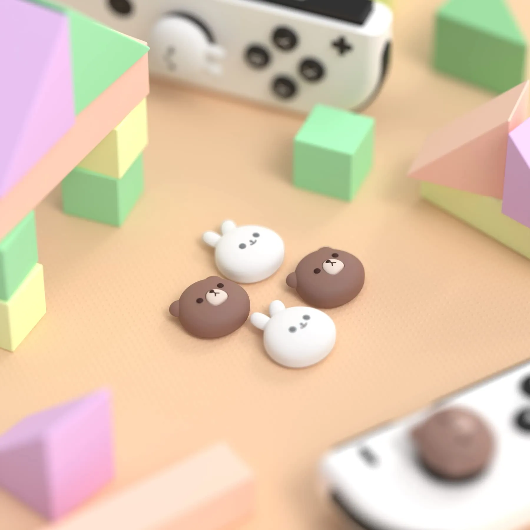 playvital Gommini per Nintendo Switch, Orso Paffuto&Coniglietto Sorridente - immagine 3