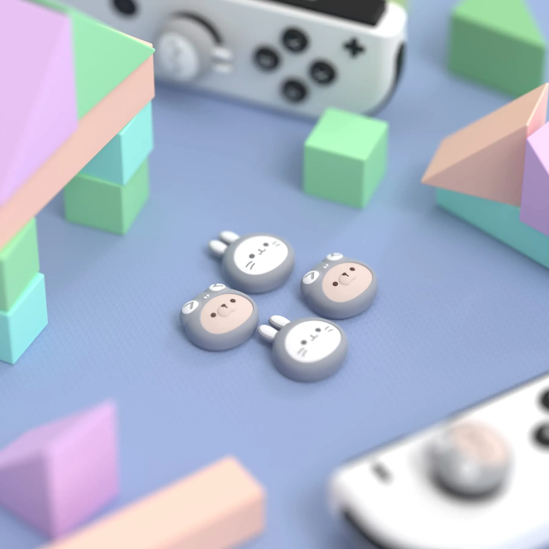 playvital Gommini per Nintendo Switch, Gattini&Cuccioli-Grigio - immagine 3