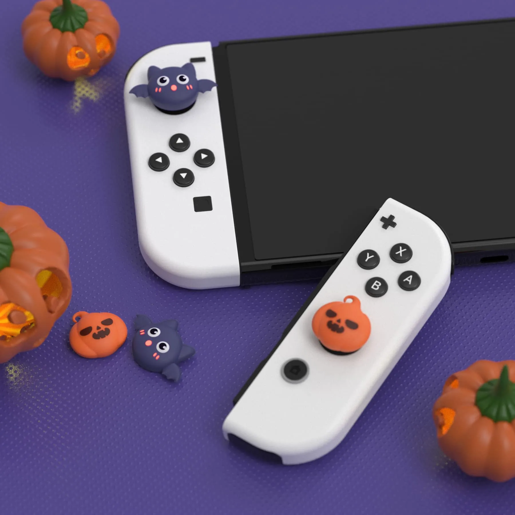 playvital Gommini per Nintendo Switch, Pipistrello Zucca di Halloween - immagine 2