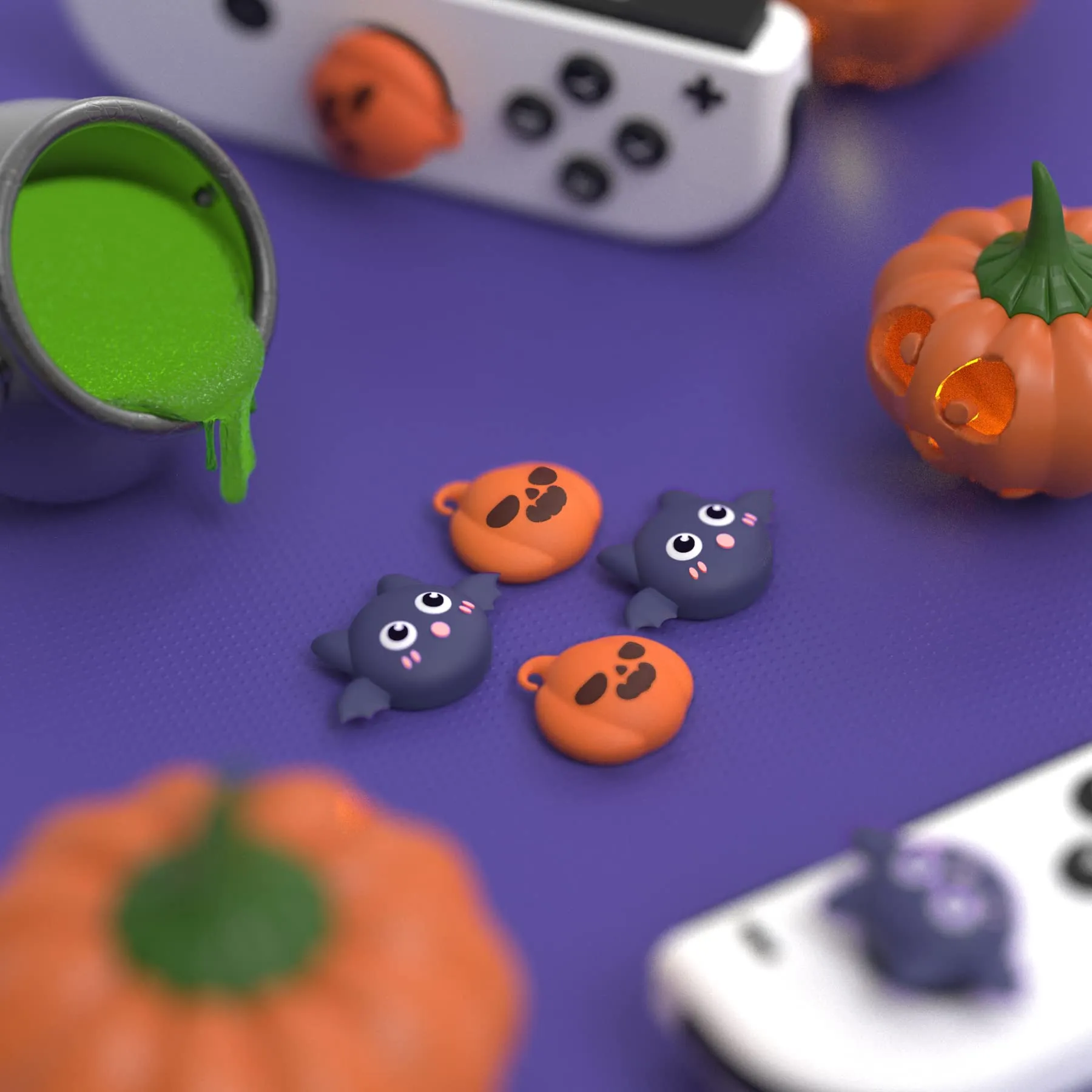 playvital Gommini per Nintendo Switch, Pipistrello Zucca di Halloween - immagine 3