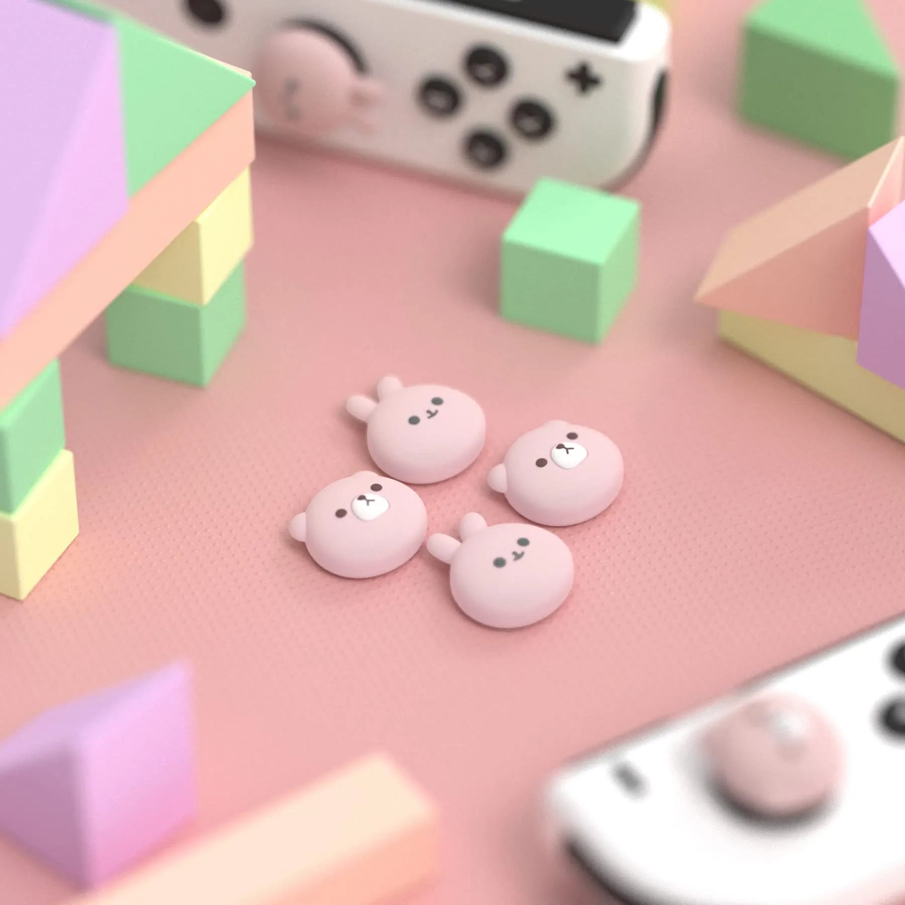 playvital Gommini per Nintendo Switch, Orso Paffuto&Coniglietto Rosa - immagine 3