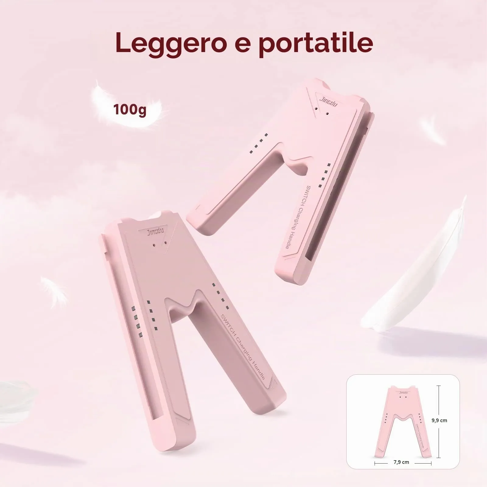 JINGDU Impugnatura di ricarica Joy-Con per Nintendo Switch NS/Switch OLED, Impugnatura Caricatore per Controller a Forma di V Accessori di Gioco per Joy con,USB di tipo C,Rosa - immagine 5
