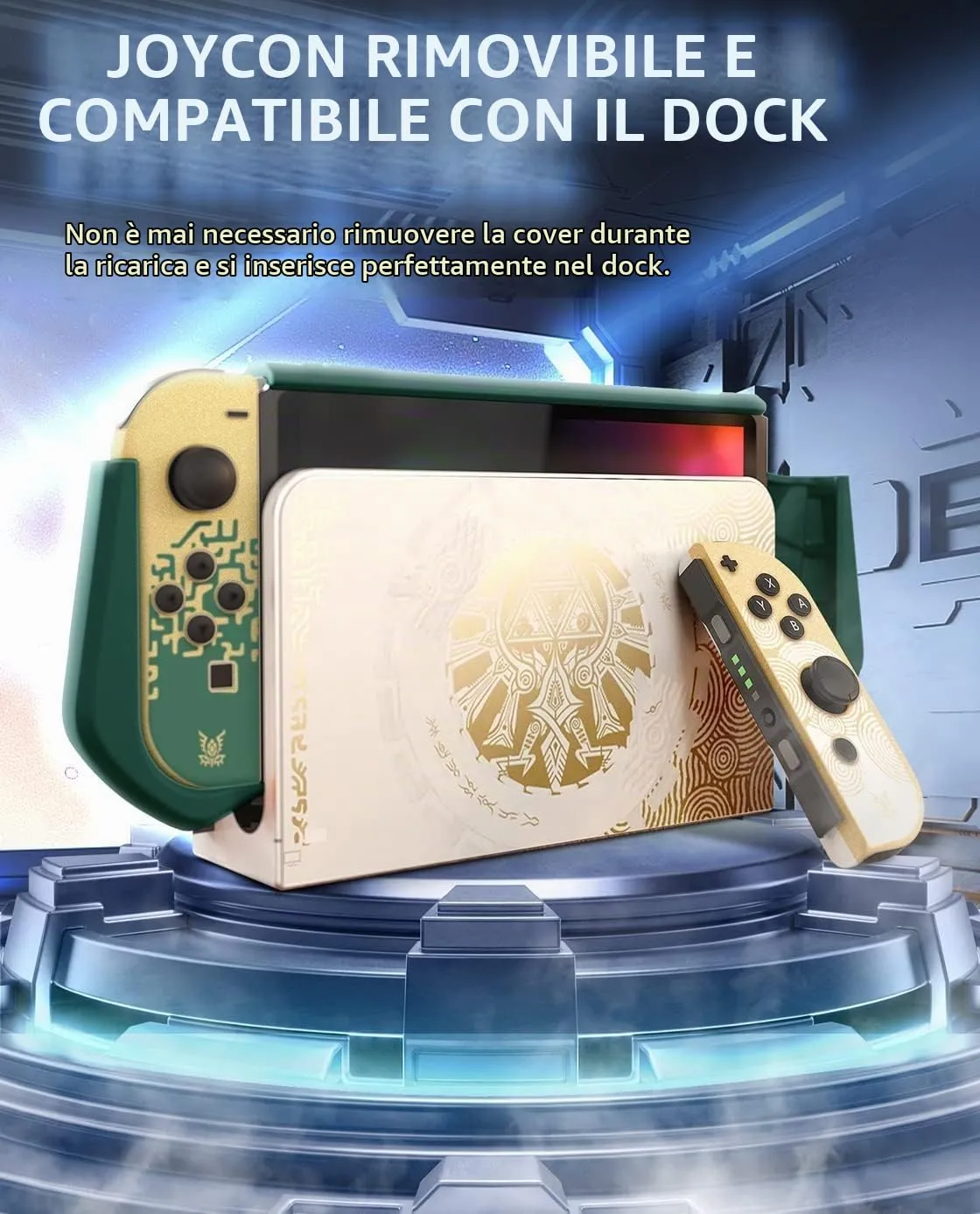 Mumba Custodia Dockable per Nintendo Switch OLED 2021, [Blade Serie] Accessori Cover Protettiva Grip TPU Compatibile con Nintendo Switch OLED e Joy-Con Controller (Verde) - immagine 2