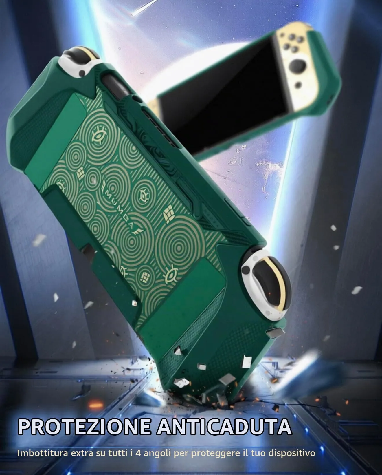 Mumba Custodia Dockable per Nintendo Switch OLED 2021, [Blade Serie] Accessori Cover Protettiva Grip TPU Compatibile con Nintendo Switch OLED e Joy-Con Controller (Verde) - immagine 3