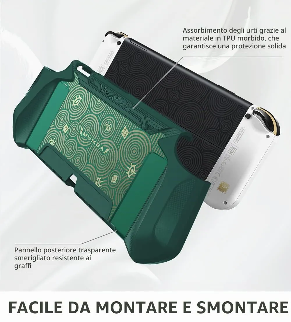 Mumba Custodia Dockable per Nintendo Switch OLED 2021, [Blade Serie] Accessori Cover Protettiva Grip TPU Compatibile con Nintendo Switch OLED e Joy-Con Controller (Verde) - immagine 4