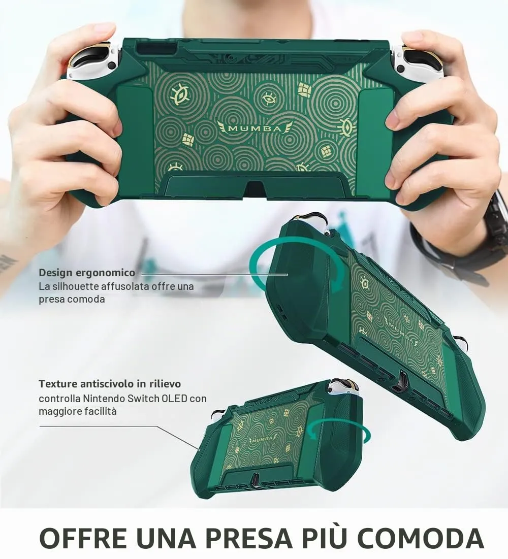 Mumba Custodia Dockable per Nintendo Switch OLED 2021, [Blade Serie] Accessori Cover Protettiva Grip TPU Compatibile con Nintendo Switch OLED e Joy-Con Controller (Verde) - immagine 6