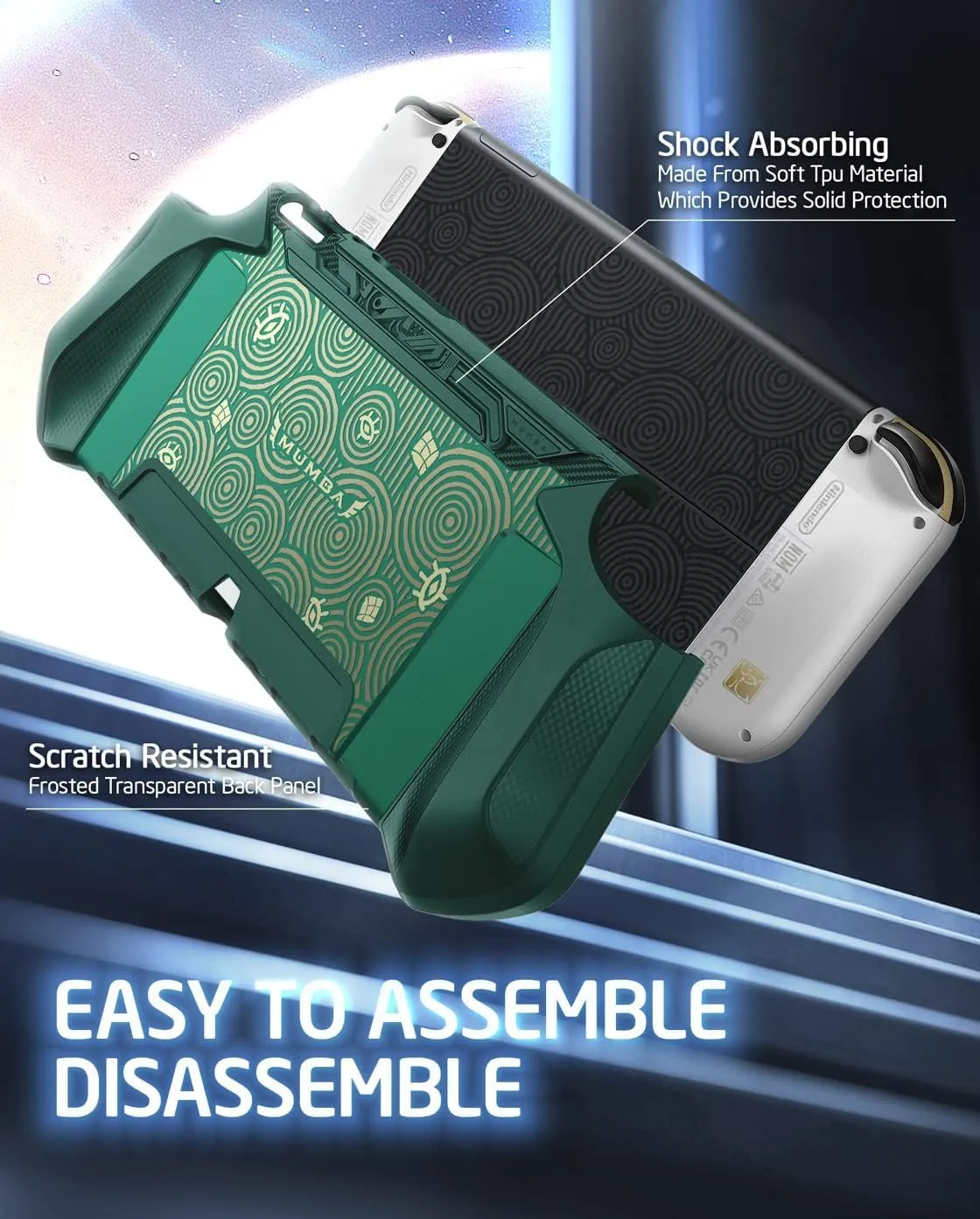 Mumba Custodia Dockable per Nintendo Switch OLED 2021, [Blade Serie] Accessori Cover Protettiva Grip TPU Compatibile con Nintendo Switch OLED e Joy-Con Controller (Verde) - immagine 7