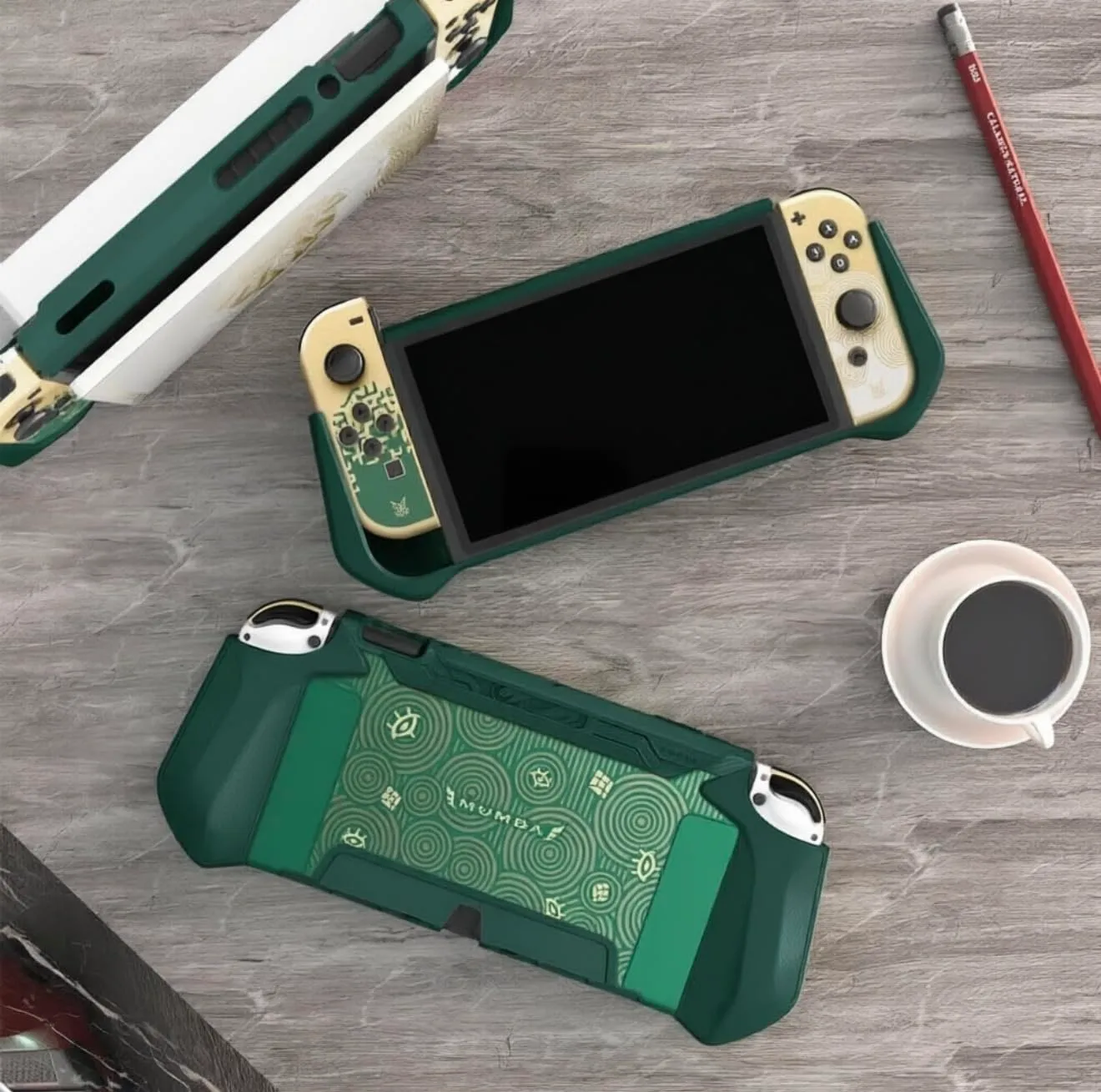 Mumba Custodia Dockable per Nintendo Switch OLED 2021, [Blade Serie] Accessori Cover Protettiva Grip TPU Compatibile con Nintendo Switch OLED e Joy-Con Controller (Verde) - immagine 8