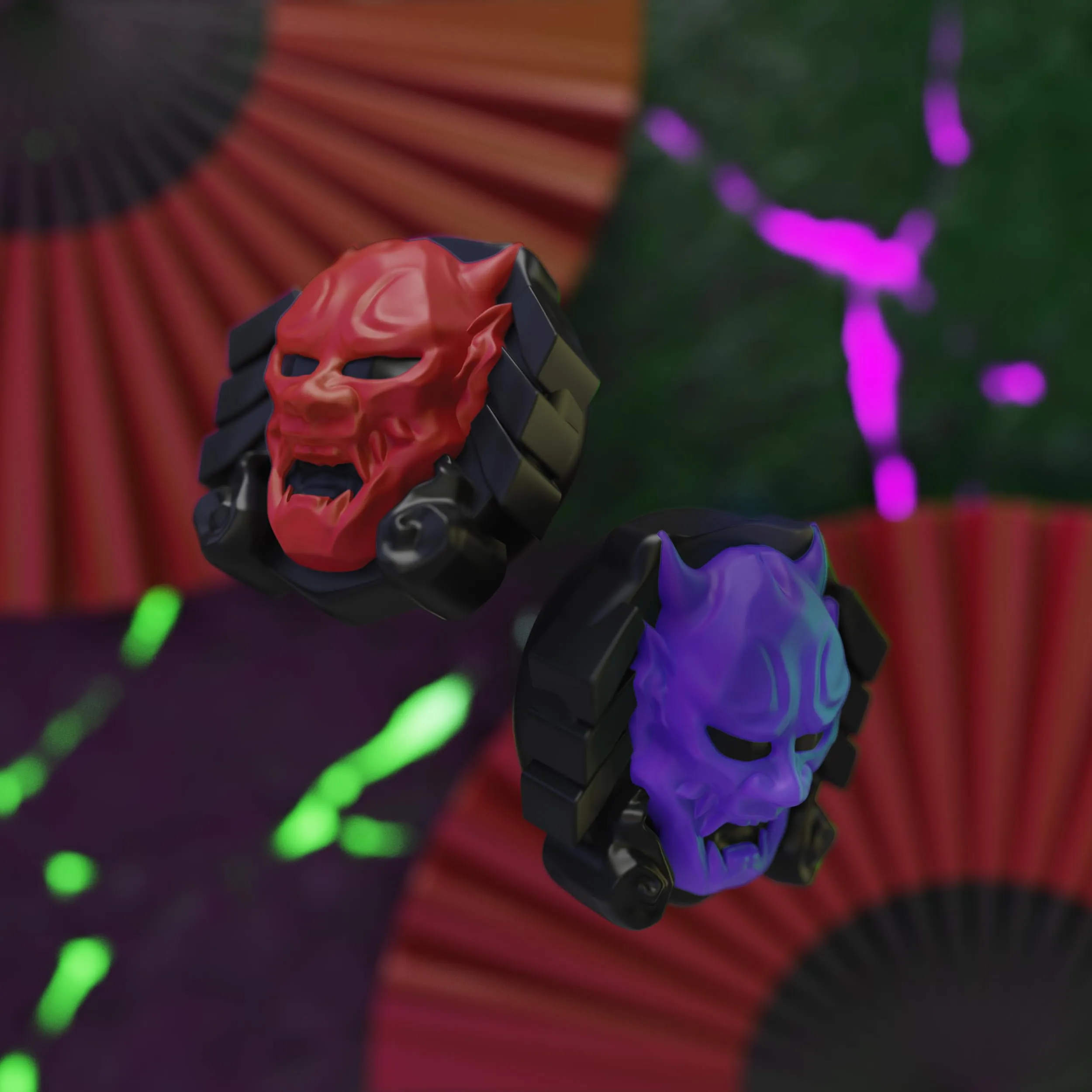 playvital Gommini per Nintendo Switch, Demoni Oni-Rosso&Viola - immagine 3