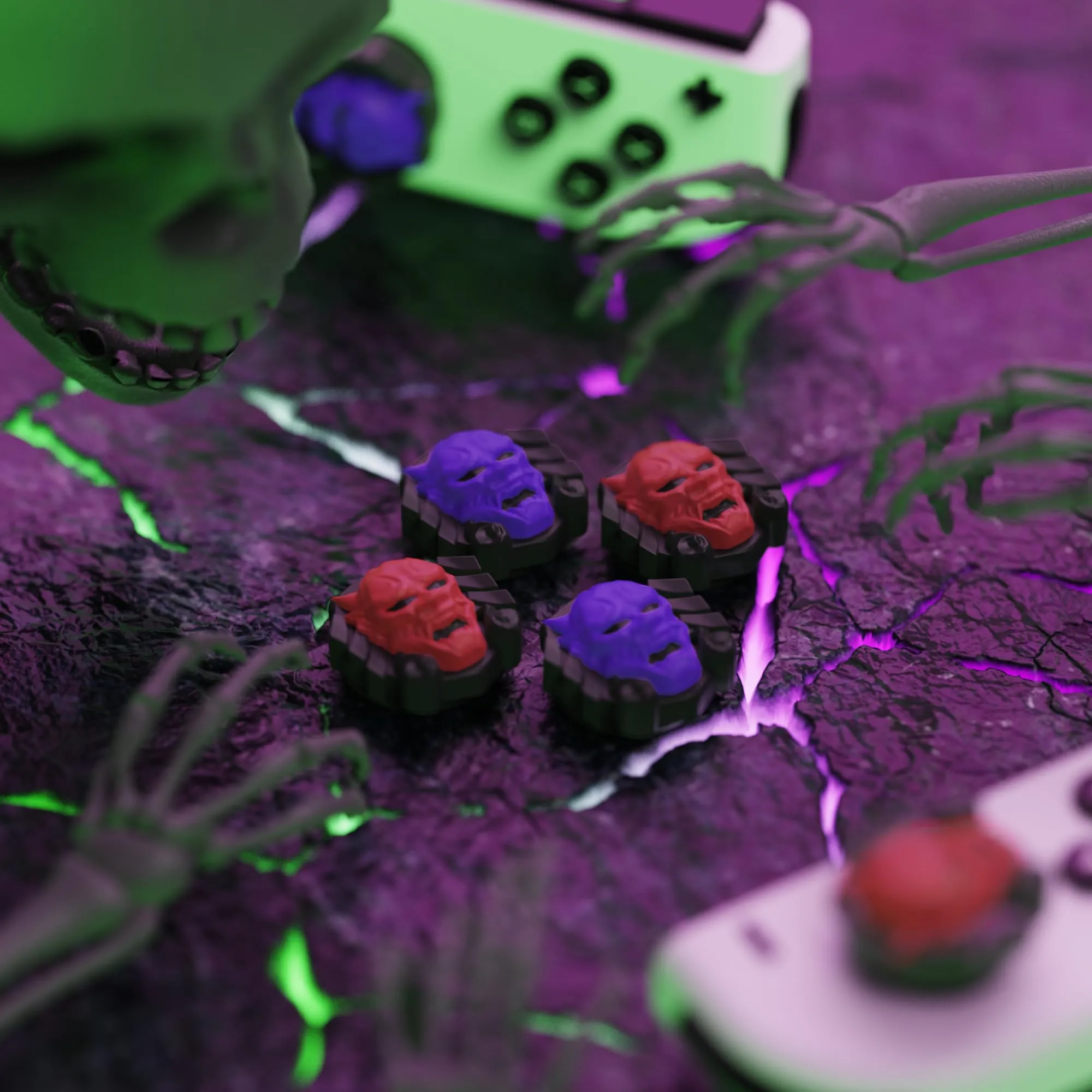 playvital Gommini per Nintendo Switch, Demoni Oni-Rosso&Viola - immagine 5