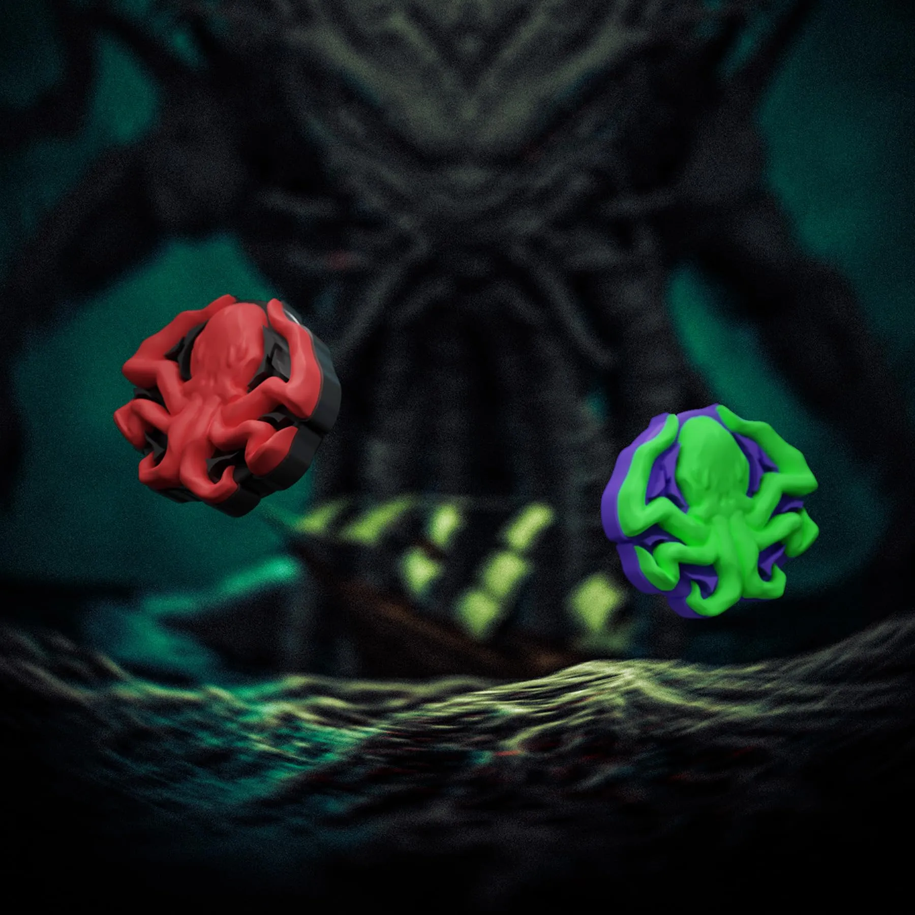 playvital Gommini per Nintendo Switch, Cthulhu Polpo-Rosso&Verde - immagine 5