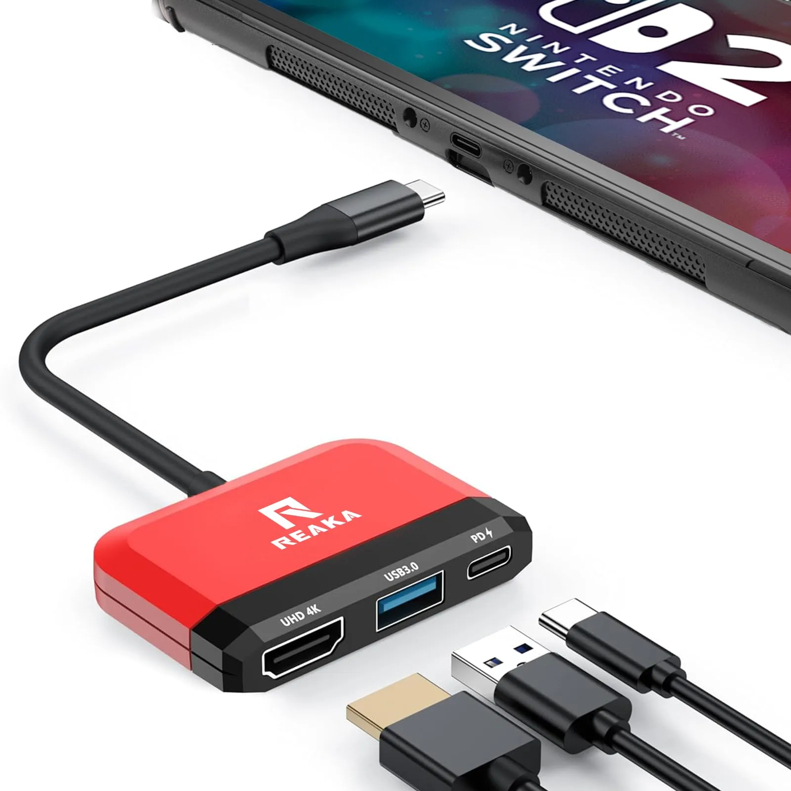 RREAKA Switch Dock per Nintendo Switch OLED, adattatore TV 3 in 1 con HDMI 4K, porta USB 3.0, ricarica tipo C 100W, docking station portatile da viaggio, per Samsung Dex S24, MacBook - immagine 1