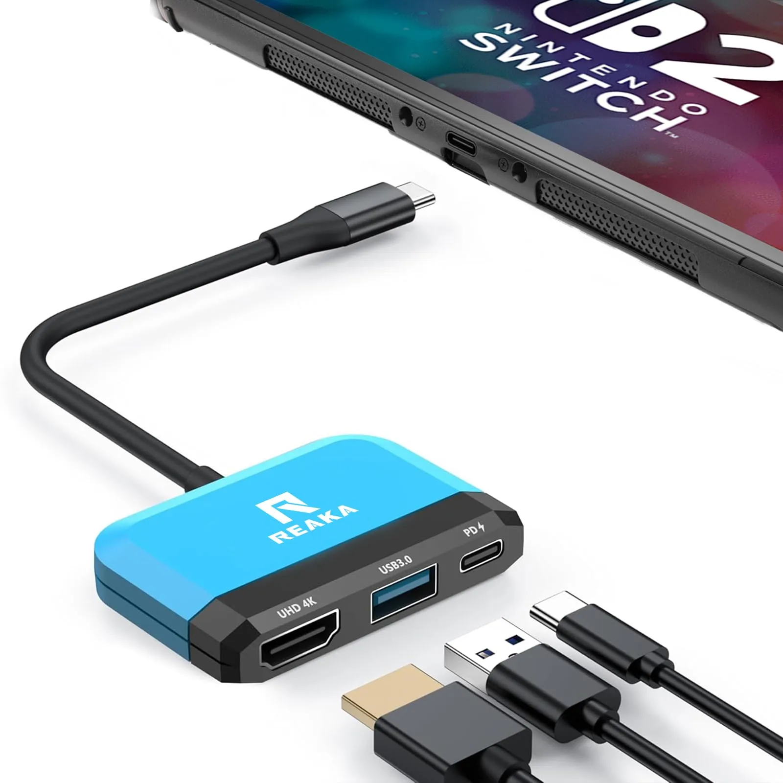 RREAKA Switch Dock per Nintendo OLED, 3 in 1 Adapter TV con HDMI 4K, porta USB 3.0, carica Type C 100W, portatile Docking Station Viaggio - immagine 1