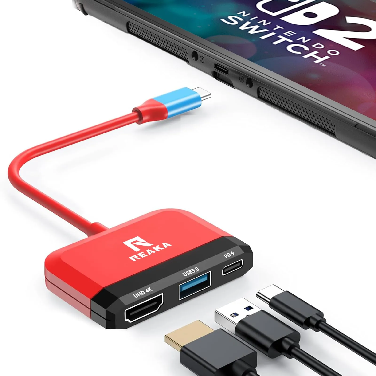 RREAKA Switch Dock per Nintendo Switch OLED, adattatore TV 3 in 1 con HDMI 4K, porta USB 3.0, ricarica tipo C 100W, docking station portatile da viaggio, per Samsung Dex S24, MacBook - immagine 1
