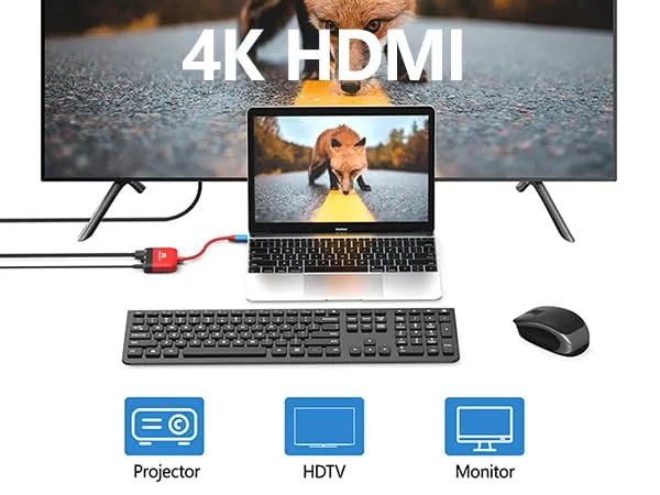 RREAKA Switch Dock per Nintendo Switch OLED, adattatore TV 3 in 1 con HDMI 4K, porta USB 3.0, ricarica tipo C 100W, docking station portatile da viaggio, per Samsung Dex S24, MacBook - immagine 4