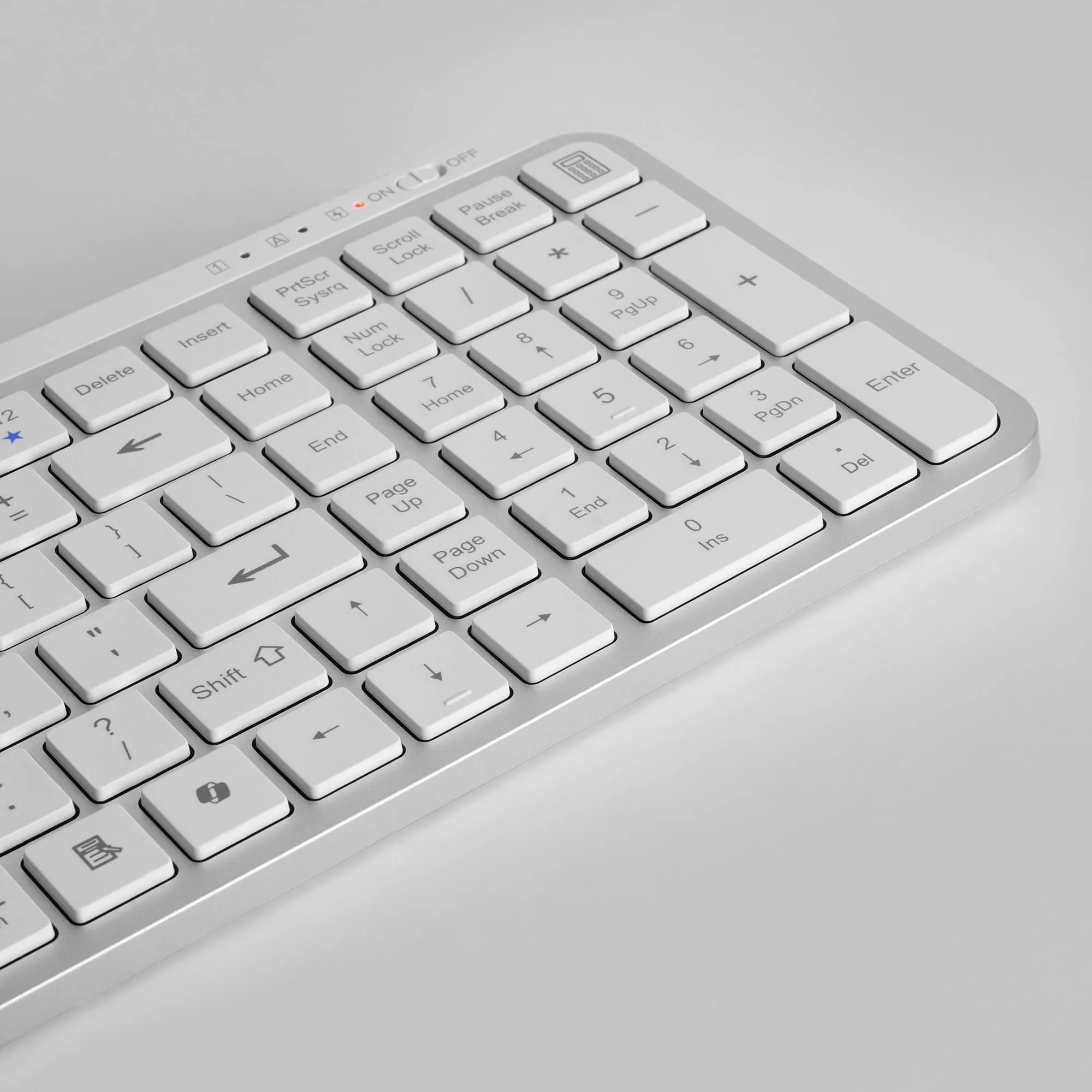 Mars Gaming MK-SILENKEYS, Spagnolo, Tastiera Wireless Full-Format Compatta, Profilo Basso, Switch a Forbice Silenziosi, Tasto Copilot AI, Bluetooth 5.1 Dual 2.4GPRO, Batteria 200h, PC, Mac, Bianco - immagine 6