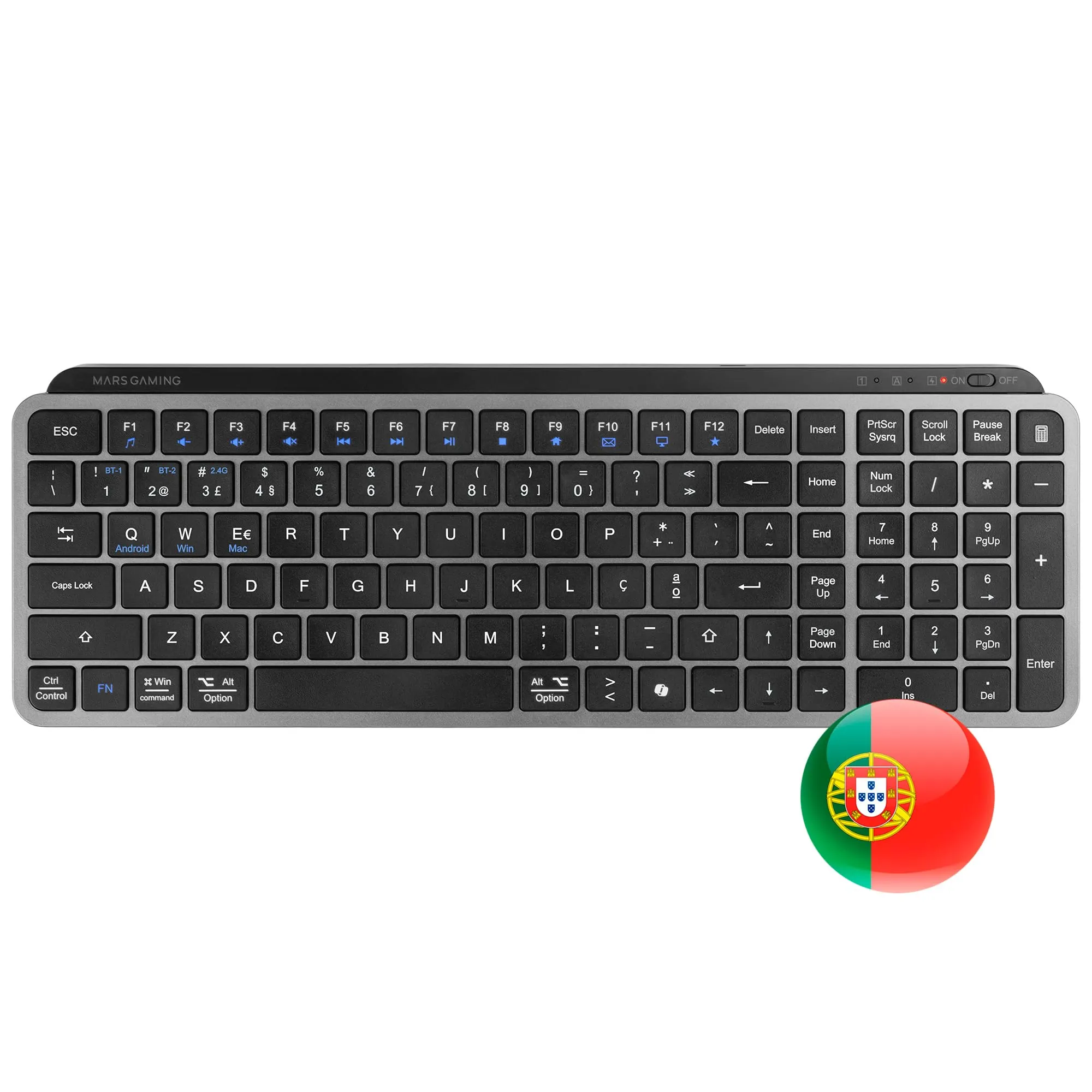 Mars Gaming MK-SILENKEYS, Portoghese, Tastiera Wireless Full-Format Compatta, Profilo Basso, Switch a Forbice Silenziosi, Tasto Copilot AI, Bluetooth 5.1 Dual 2.4GPRO, Batteria 200h, PC, Mac, Nero - immagine 2