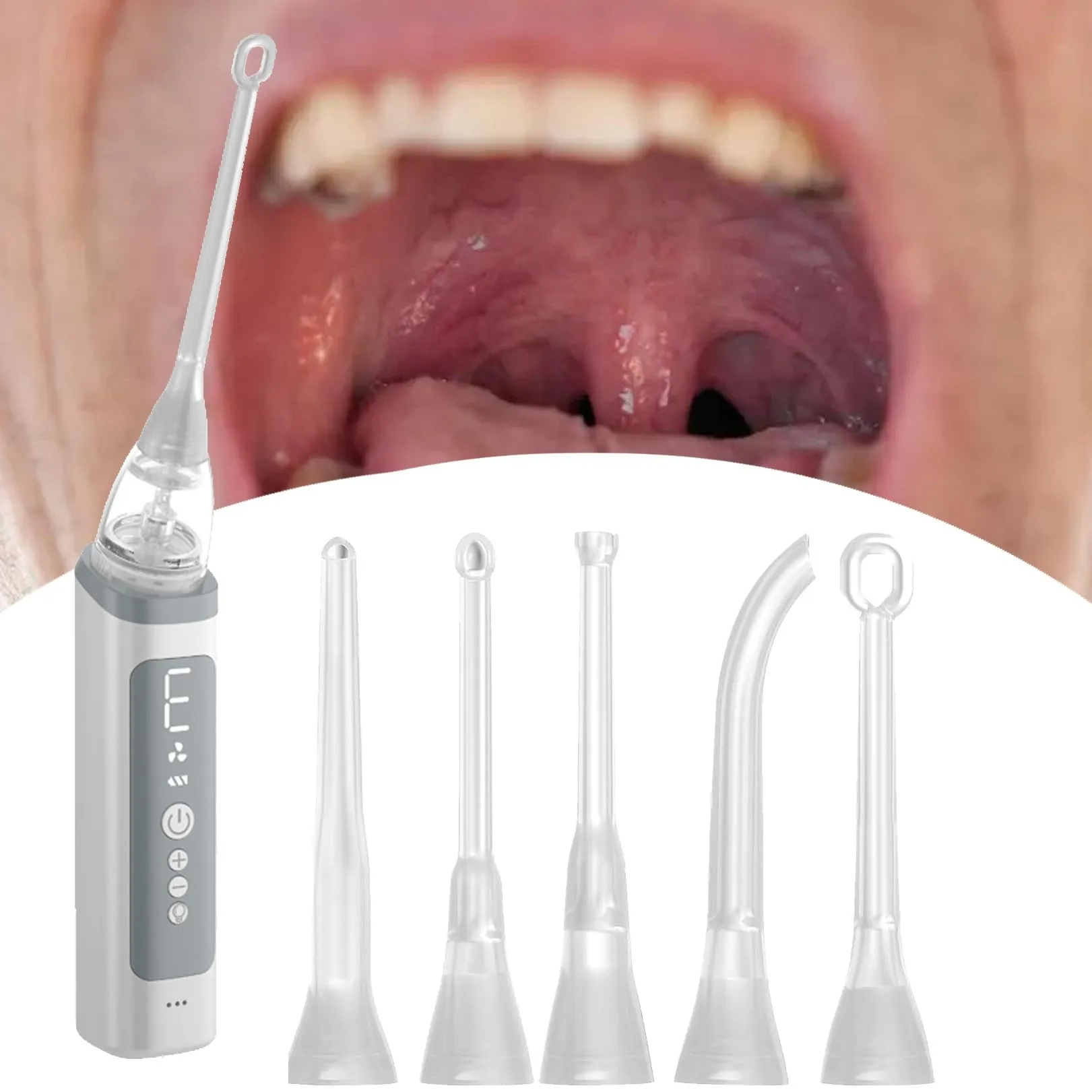 IINCOOY Kit for La Rimozione dei Calcoli Tonsillari, Aspirapolvere Elettronico for La Cura Orale, Pulisci Bocca con 5 modalità di Aspirazione, Strumenti di Aspirazione Istantanea 10 in 1(B) - immagine 1