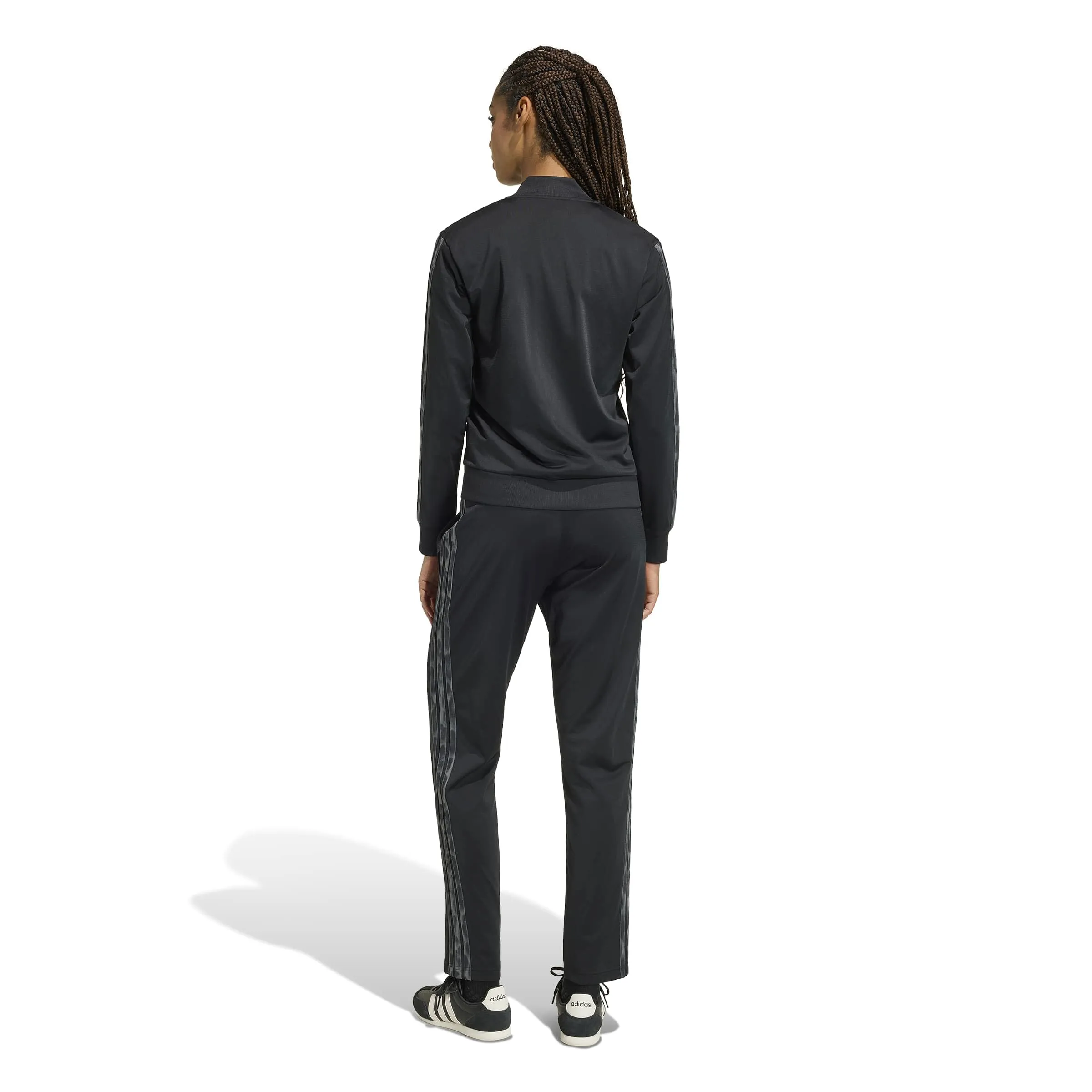 adidas Donna Essentials 3-Stripes Track Suit, Black/Black, S - immagine 2