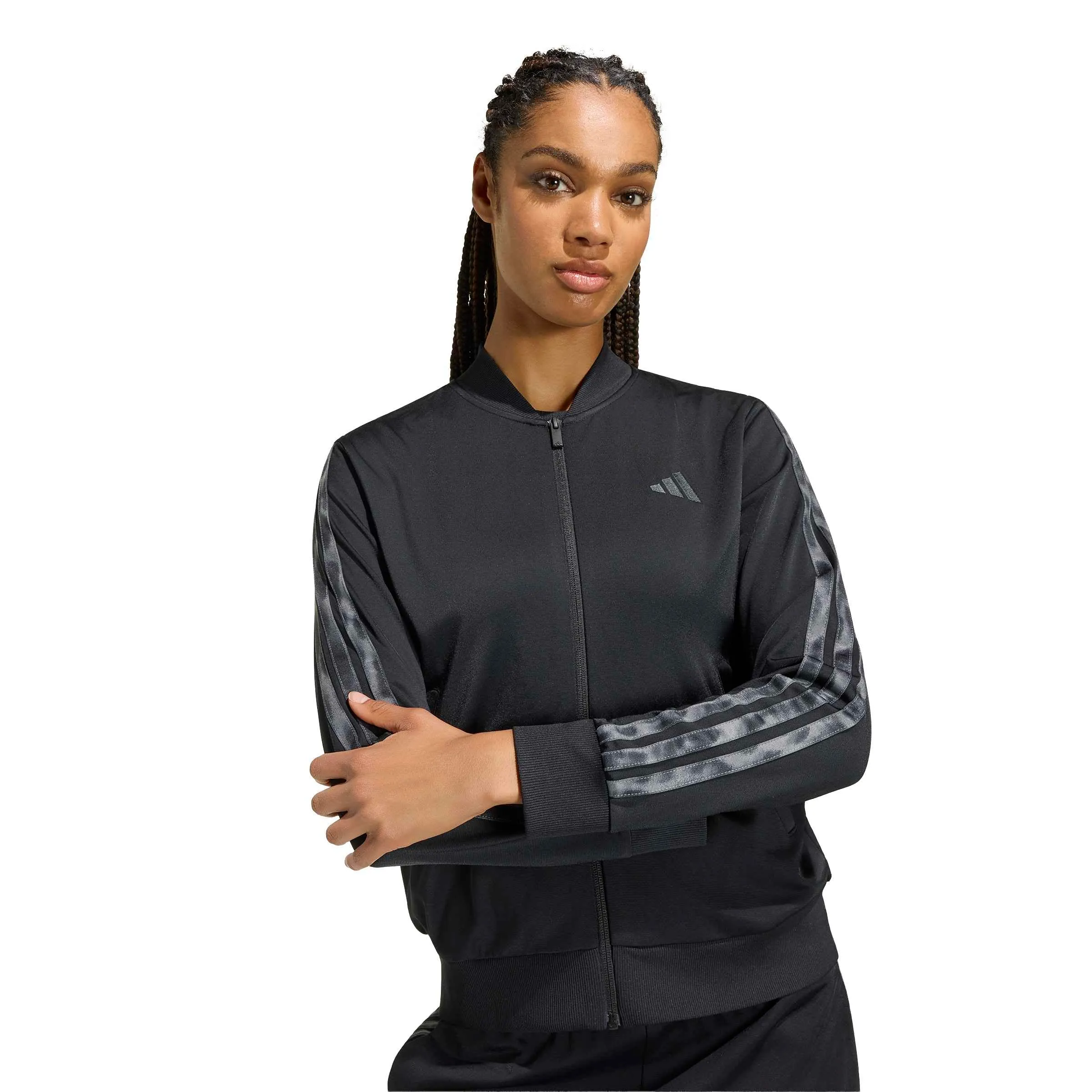 adidas Donna Essentials 3-Stripes Track Suit, Black/Black, S - immagine 4