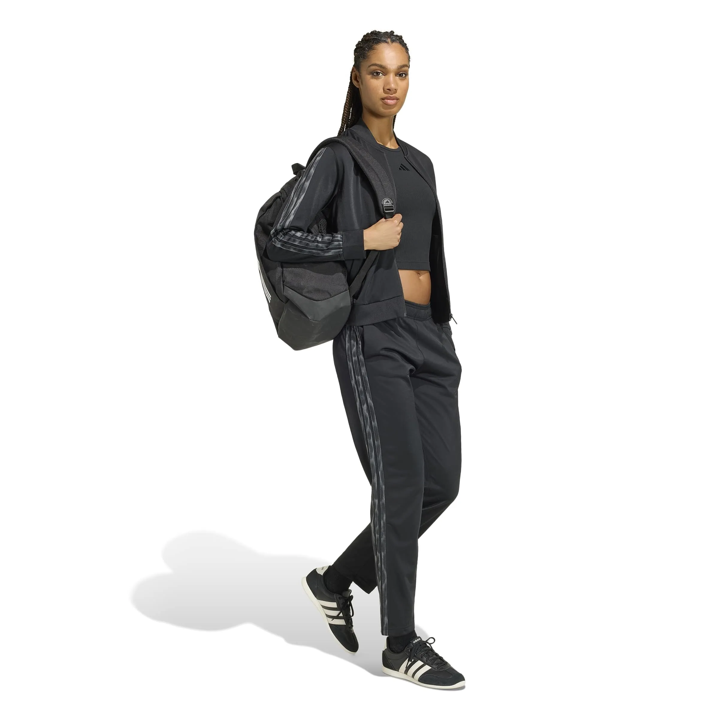 adidas Donna Essentials 3-Stripes Track Suit, Black/Black, S - immagine 6