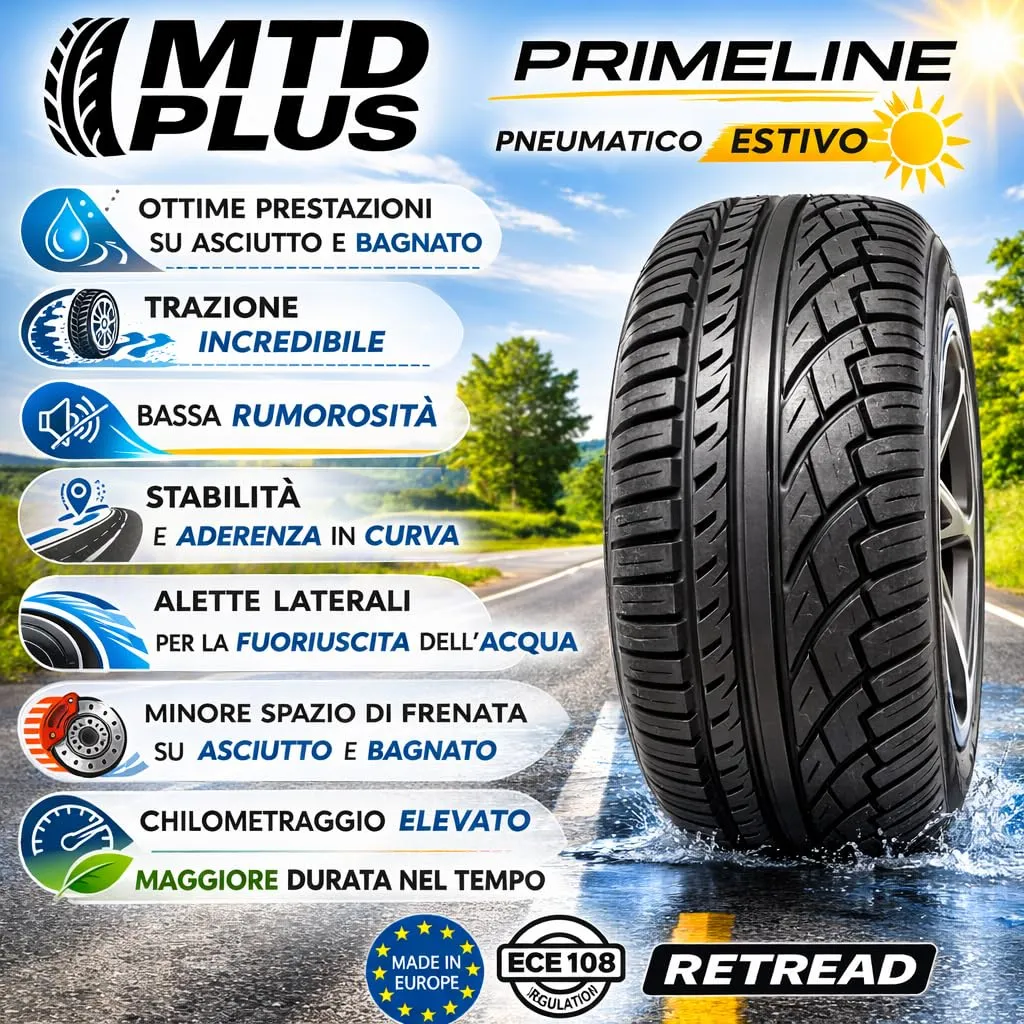 MTD PLUS Primeline 185/60 R15 88V – Gomma Estiva EcoGreen Low Cost Auto, Ottima Tenuta su Bagnato e Asciutto - Made in Italy - immagine 4