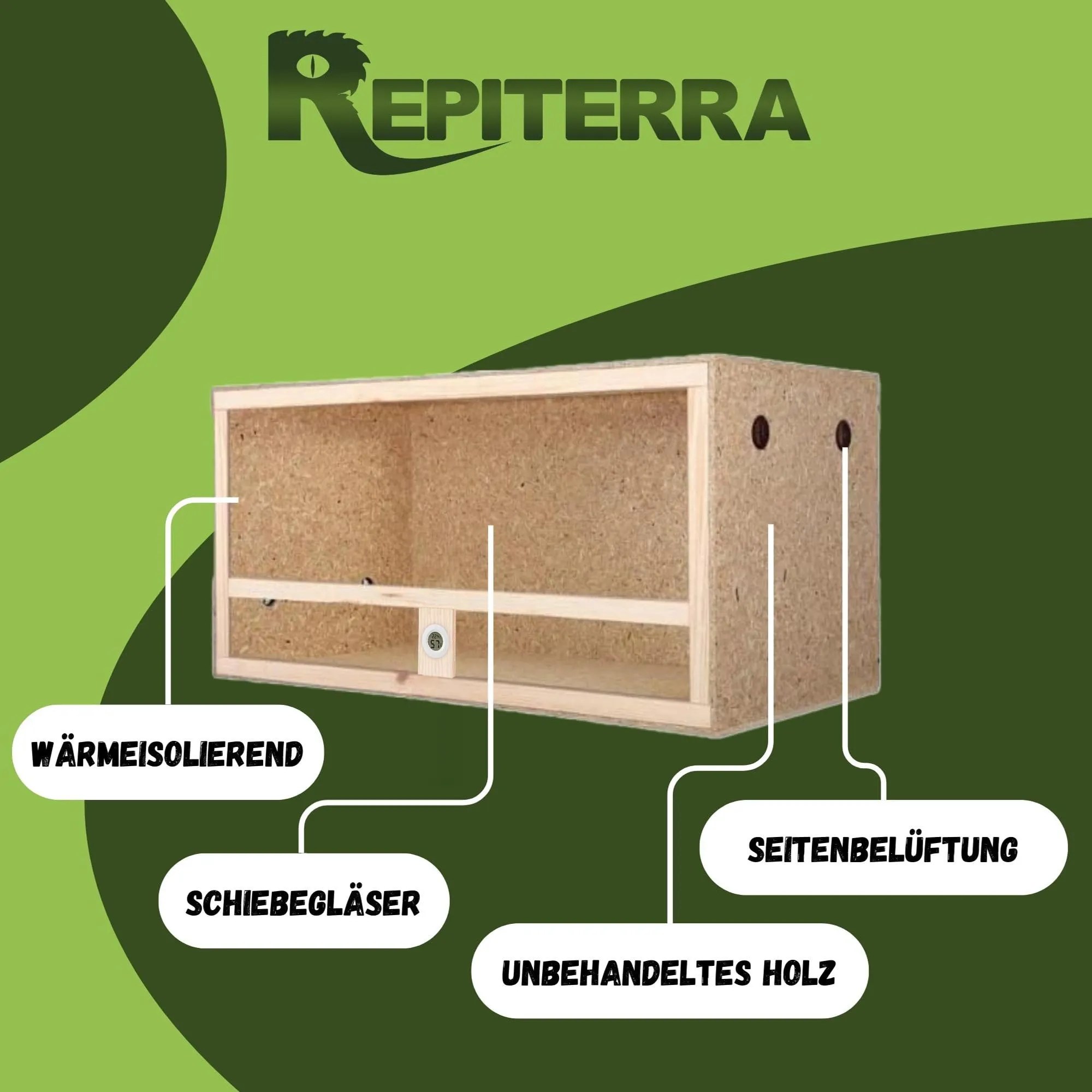 Terrario per lucertole di serpenti gechi - ventilazione laterale 60x30x30x30 cm - rettili - immagine 2