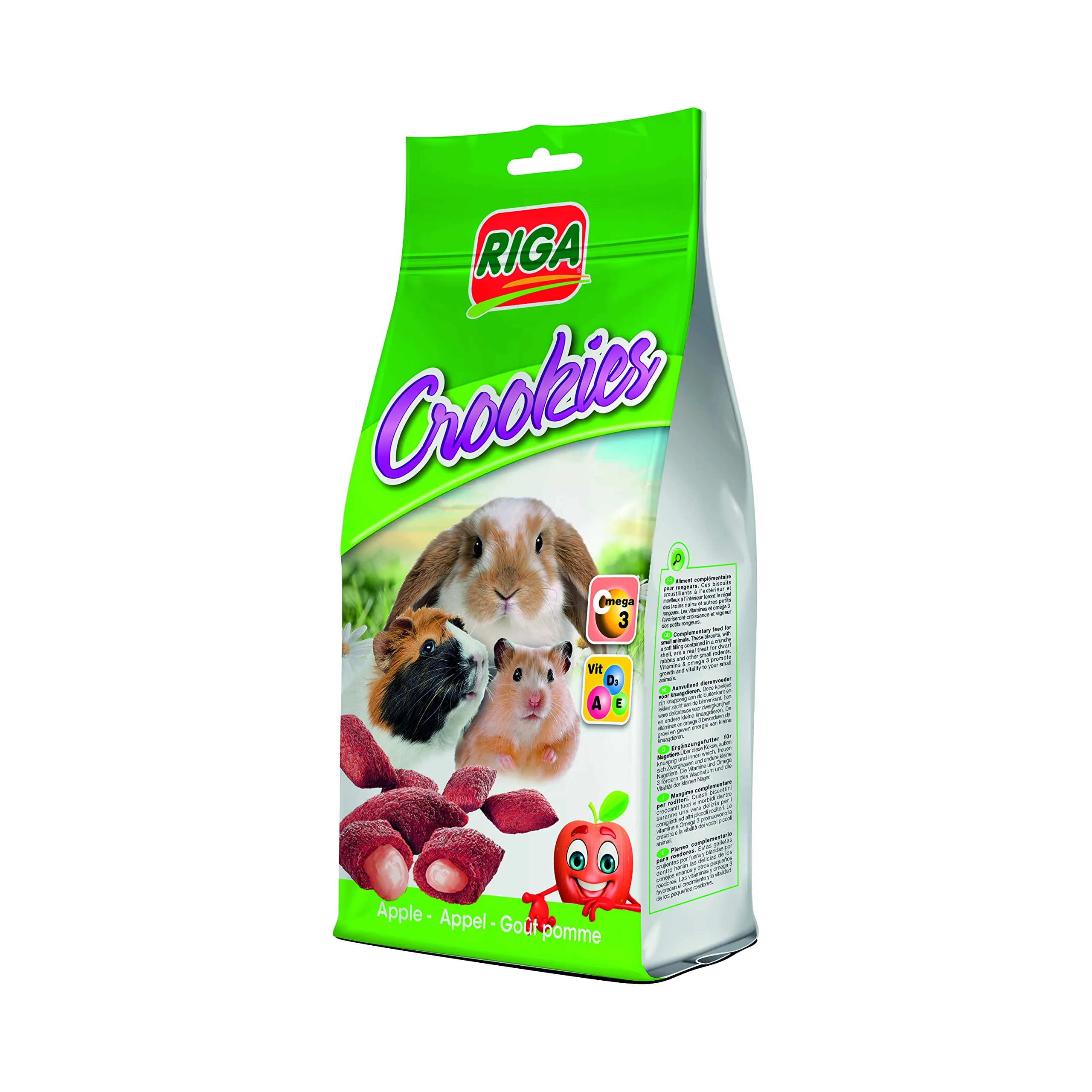 Riga - Crookie di mela - Biscotti croccanti per conigli nani, porcellini d'India e piccoli roditori - Ricchi di vitamine e Omega 3-50 g - immagine 2