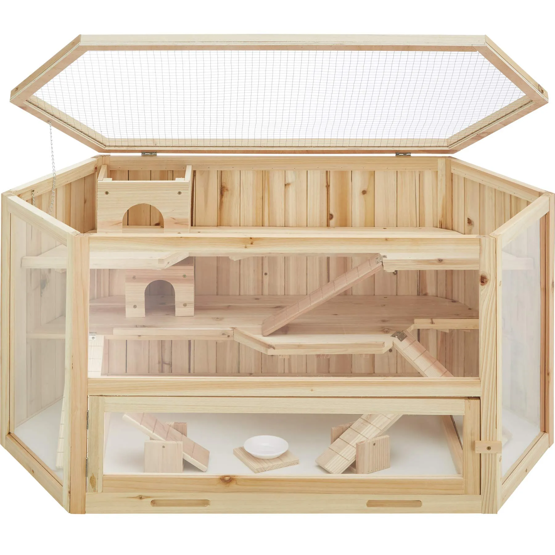 tectake® Gabbia per Criceti in Legno, 115x60x58 cm, 3 Piani, 3 Rampe - immagine 1