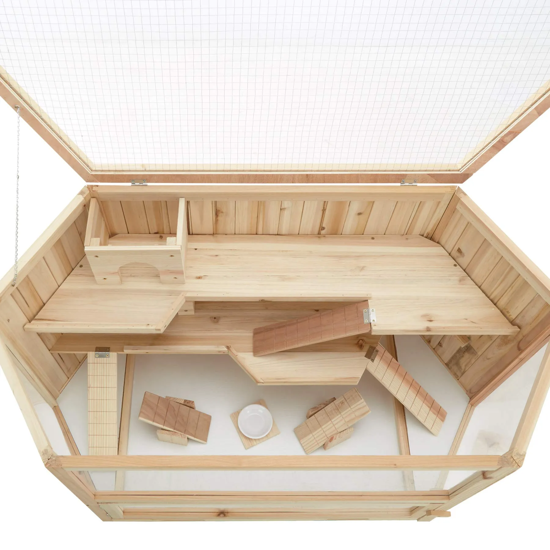 tectake® Gabbia per Criceti in Legno, 115x60x58 cm, 3 Piani, 3 Rampe - immagine 3