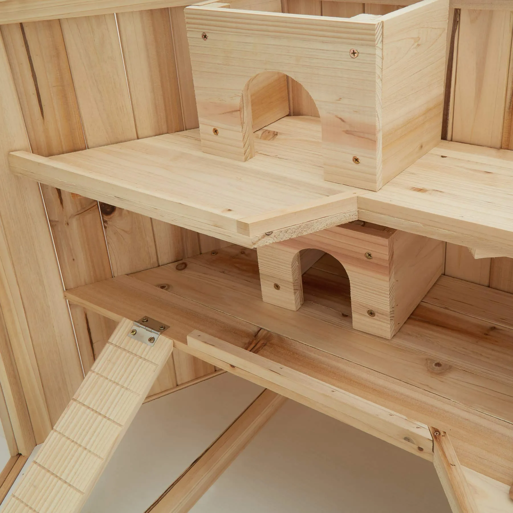 tectake® Gabbia per Criceti in Legno, 115x60x58 cm, 3 Piani, 3 Rampe - immagine 4
