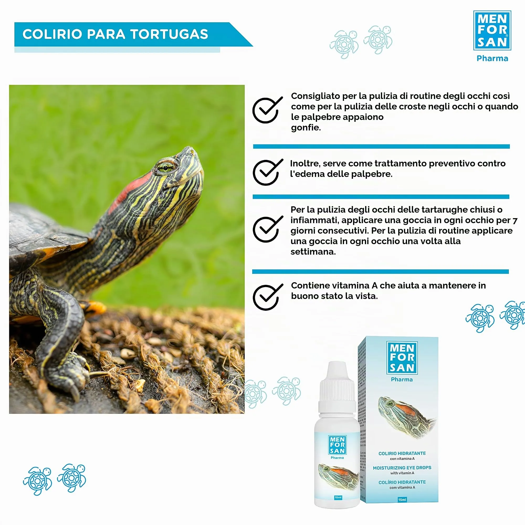 MENFORSAN Collirio di Tartaruga con Vitamina A, Libera Gli Occhi Infiammati di Tartaruga, 15ml - immagine 5