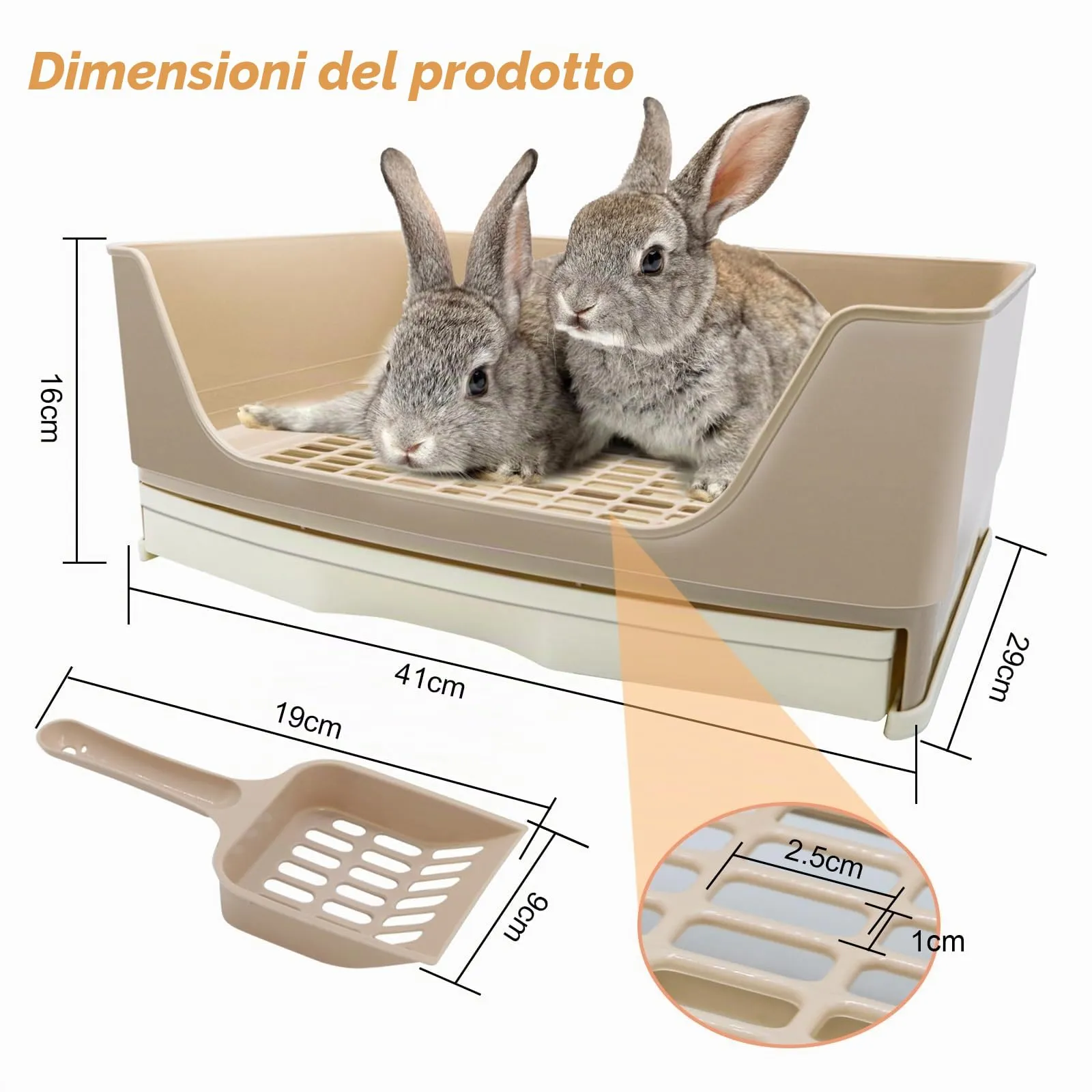 HYLYUN Lettiera Grande per Conigli con Cassetto Estraibile e Paletta - immagine 2