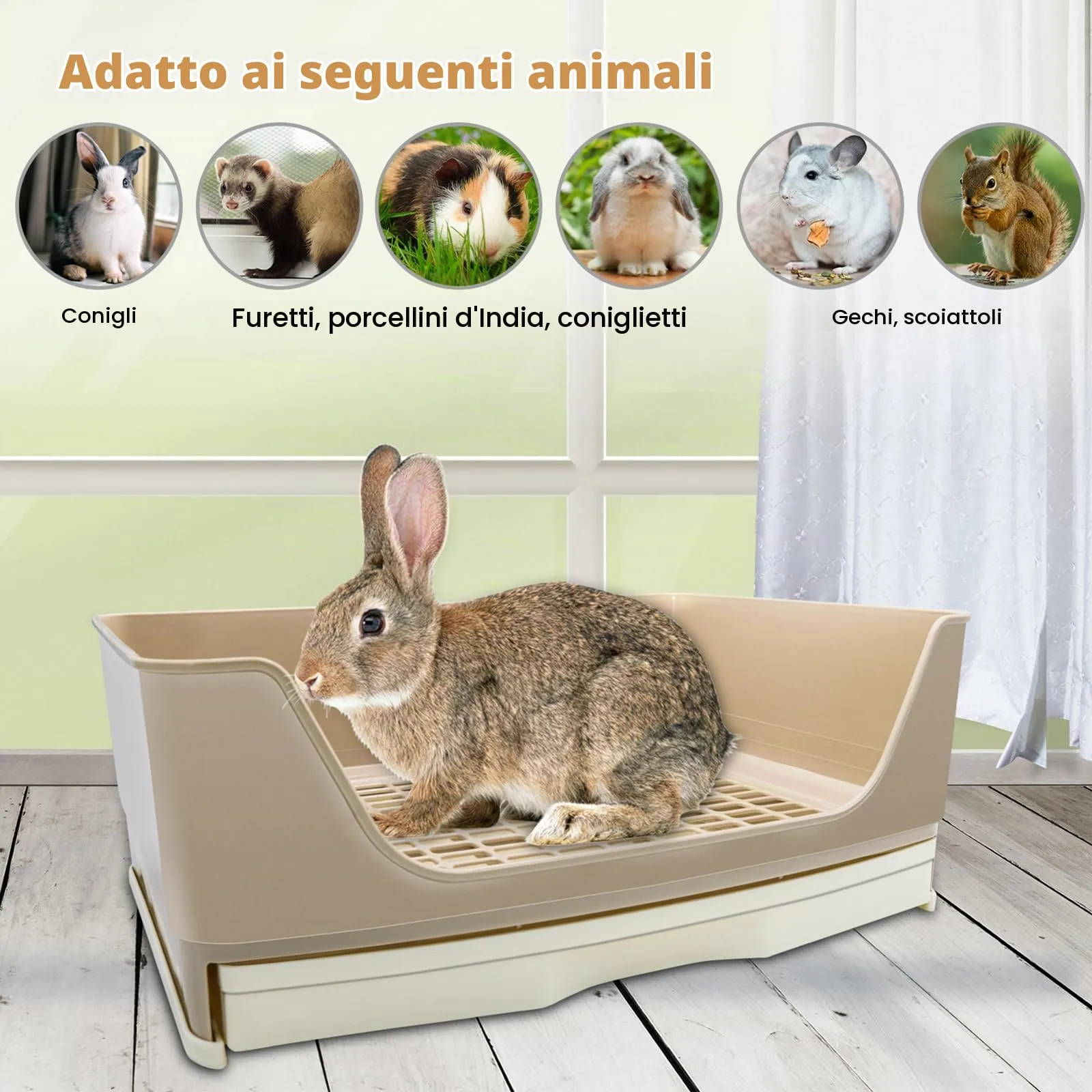 HYLYUN Lettiera Grande per Conigli con Cassetto Estraibile e Paletta - immagine 5