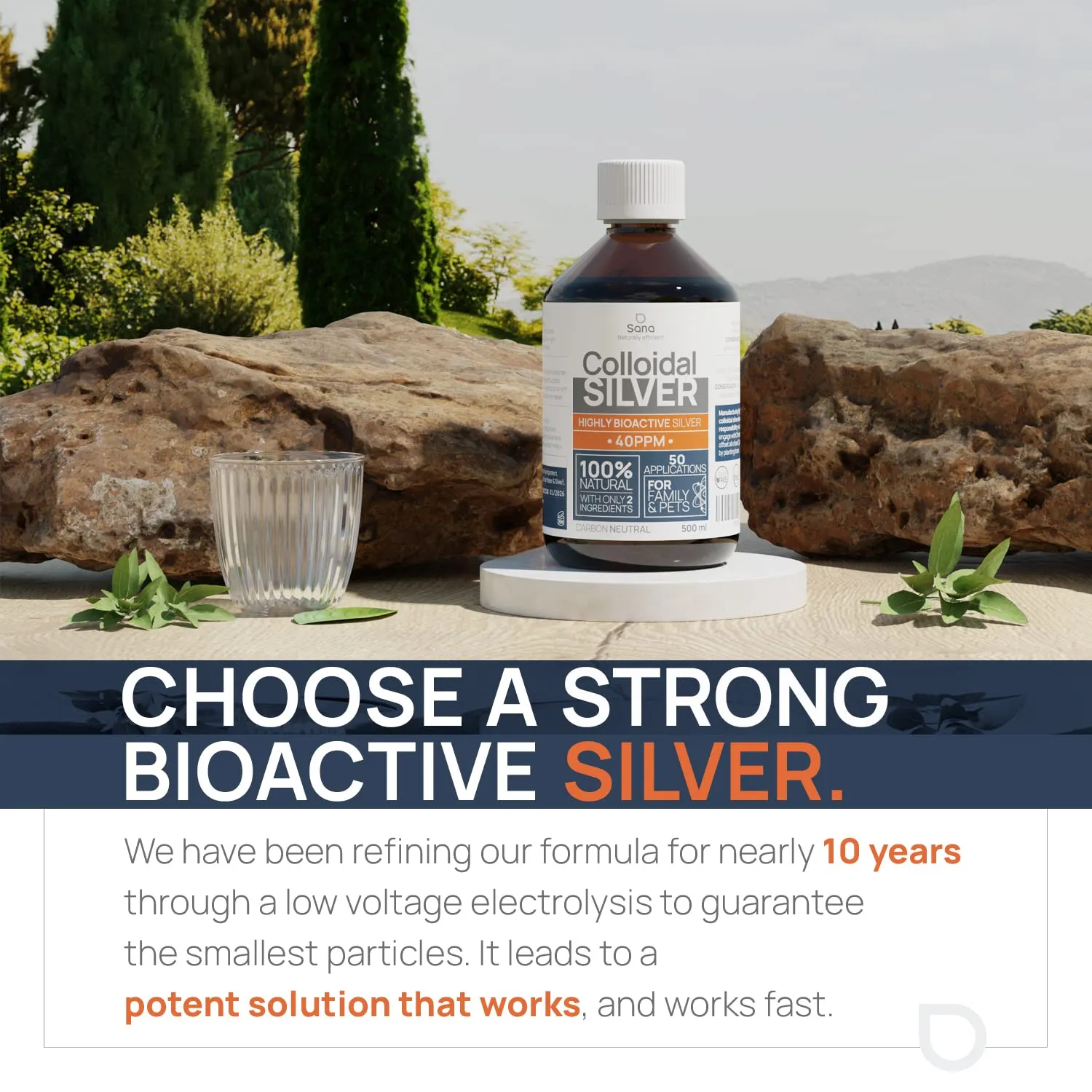 Argento Colloidale Puro 40 PPM 250 ml | Più potente di 20 PPM | 100% Naturale | Per l'Uomo e gli Animali (Cane, Gatto) | Carbon Neutral (250 ml) - immagine 2